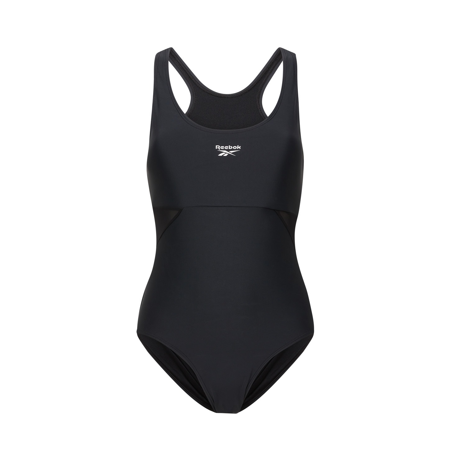 Badeanzug REEBOK "Lacy", Damen, Gr. L, N-Gr, schwarz, Obermaterial: 80% Polyamid, 20% Elasthan, Badeanzüge Badeanzug, Racerback-Rücken, mit seitlichen Mesh-Einsätzen