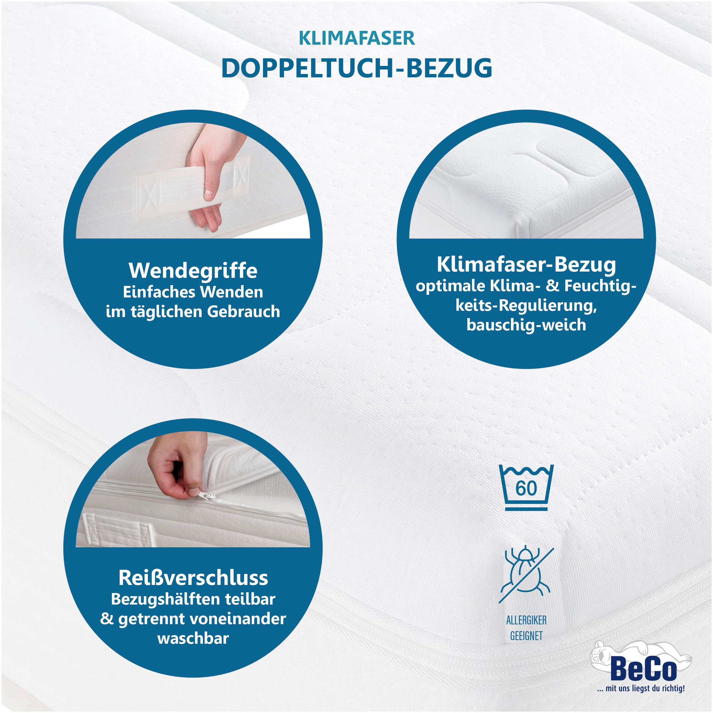 Thumbnail - Beco Taschenfederkernmatratze "Royal Komfort KS, mit integriertem Topper" 26 cm hoch 480 Federn 1 Stk. tlg. komfortable ...