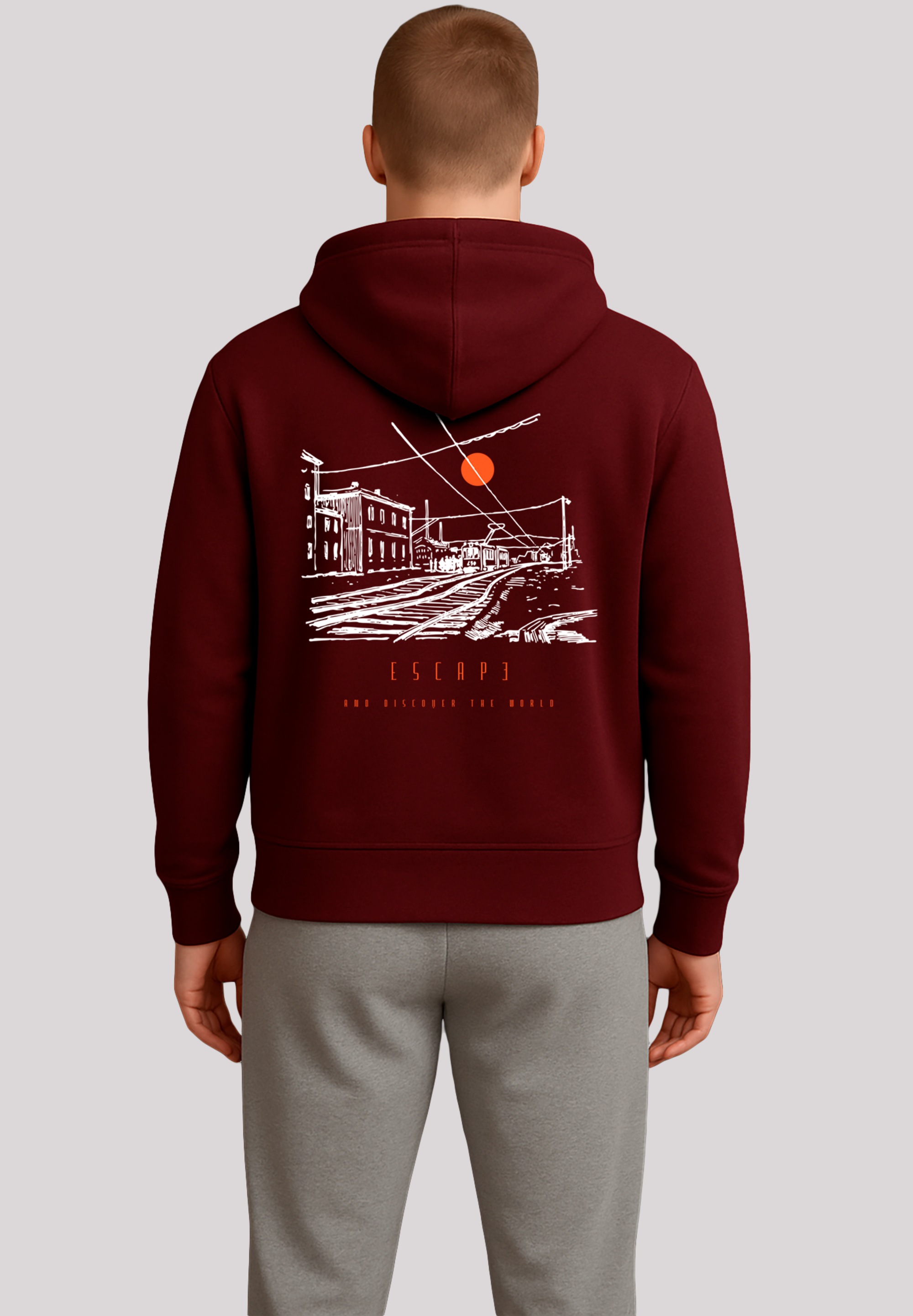 F4NT4STIC Kapuzenpullover "Escape Discover the World Town Train Station", P günstig online kaufen