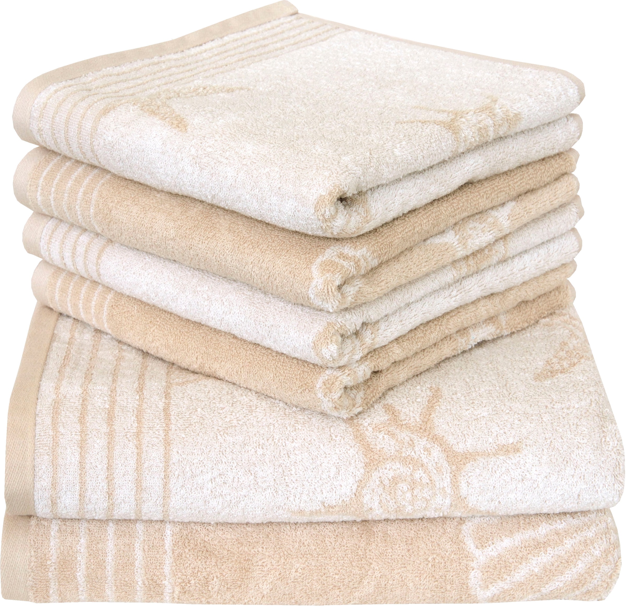 Dyckhoff Handtuch Set "Seashell" Set 6 Stk. Walkfrottee mit Muschelmuster; günstig online kaufen