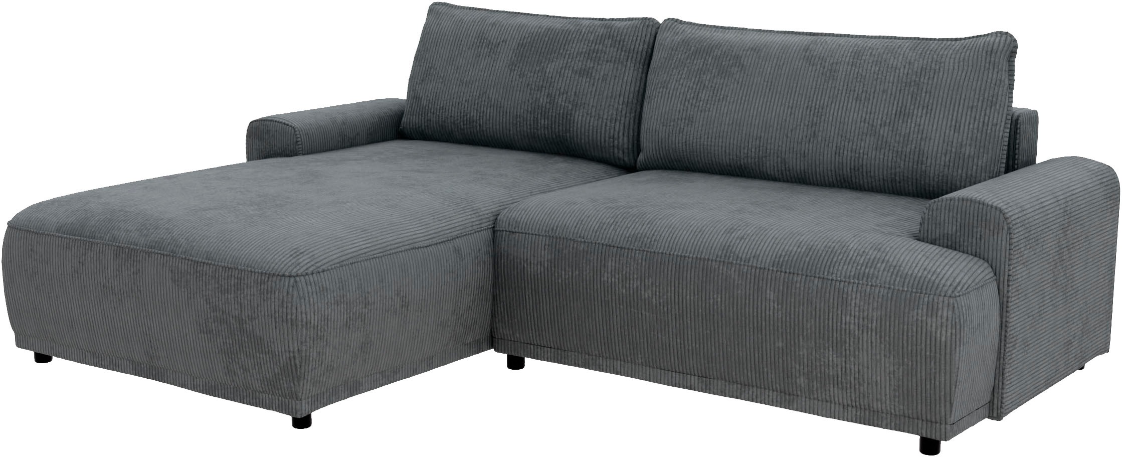 TRENDMANUFAKTUR Ecksofa »Fordon, Schlafsofa mit Bettkasten, Couch in L-Form, Breite 250 cm«, in Cordstoff HYPER, dunkelgrau, Recamiere links