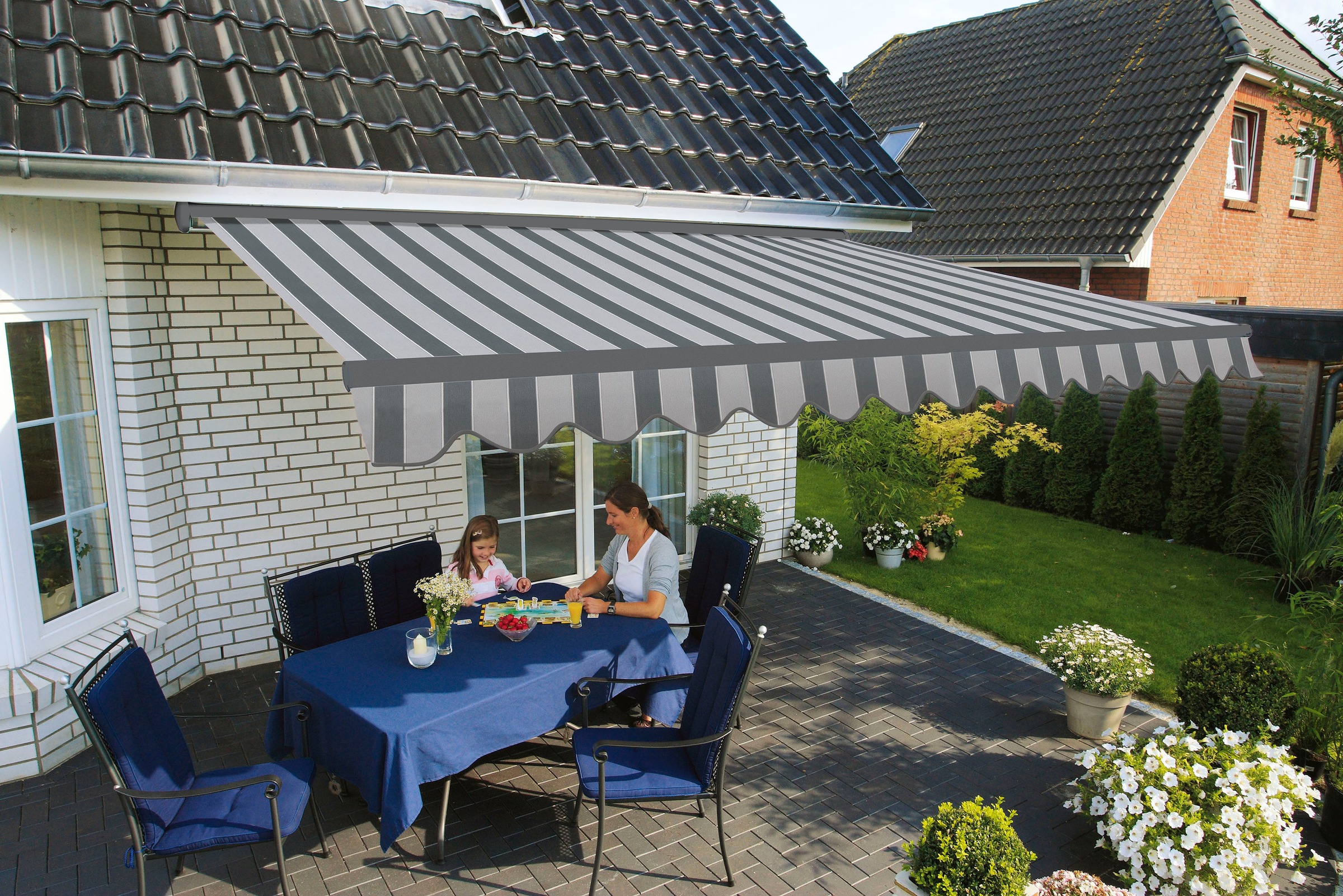 Spettmann Halbkassettenmarkise »SKY FIX«, 400 cm Breite, 300 cm Ausfall, Volant gewellt