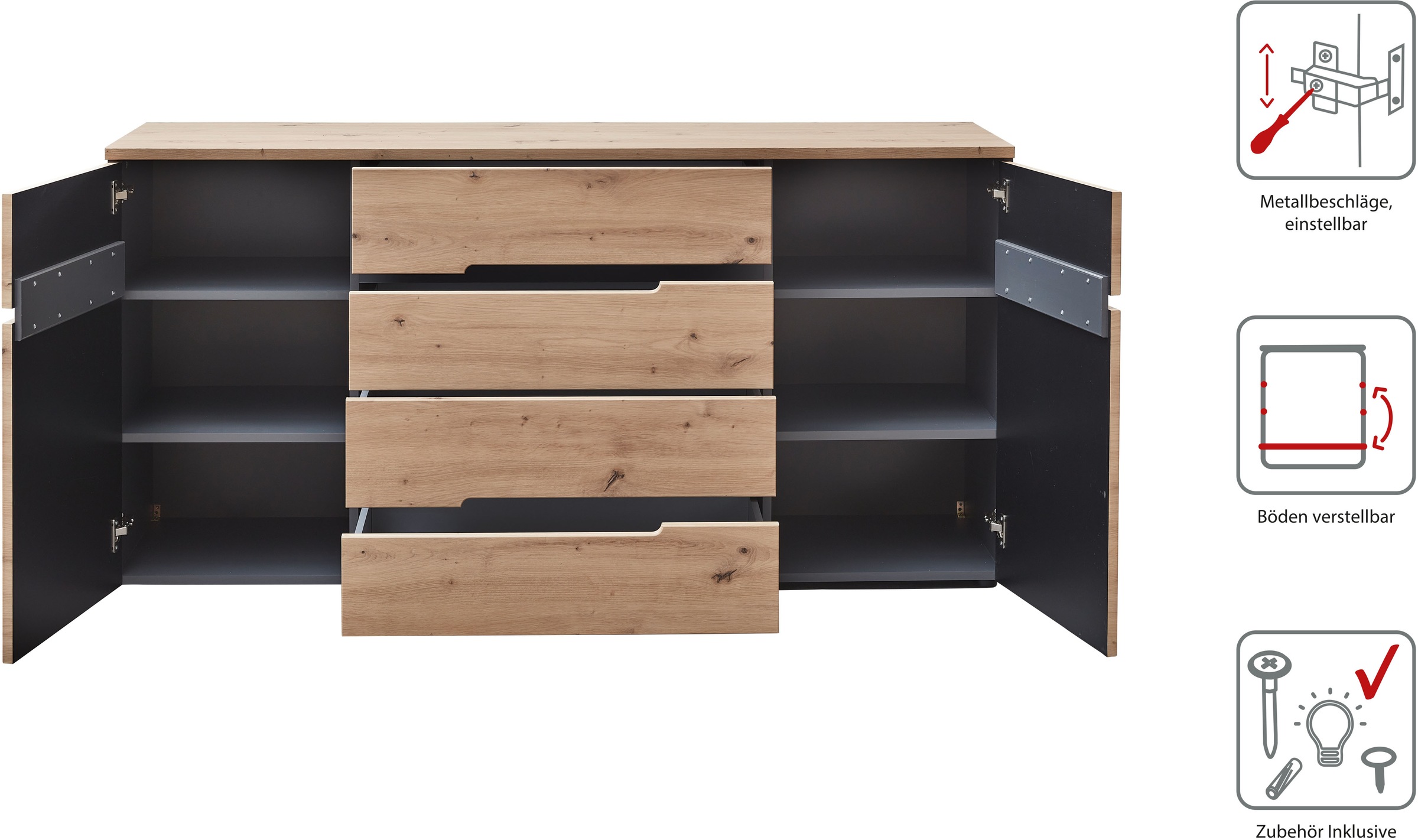 Innostyle Sideboard "MEMPHIS, TOPSELLER", (Sideboard, Wohnzimmerschrank), l günstig online kaufen