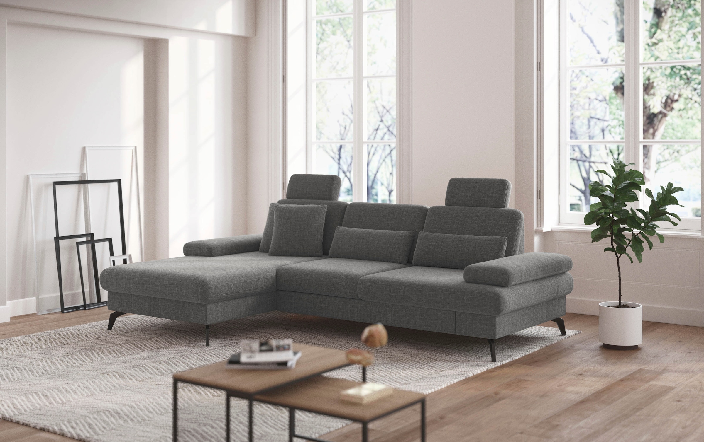 sit&more Ecksofa »Morris L-Form, inkl. Sitztiefenverstellung«, wahlweise mit Armteilverstellung, Bettfunktion & Bettkasten