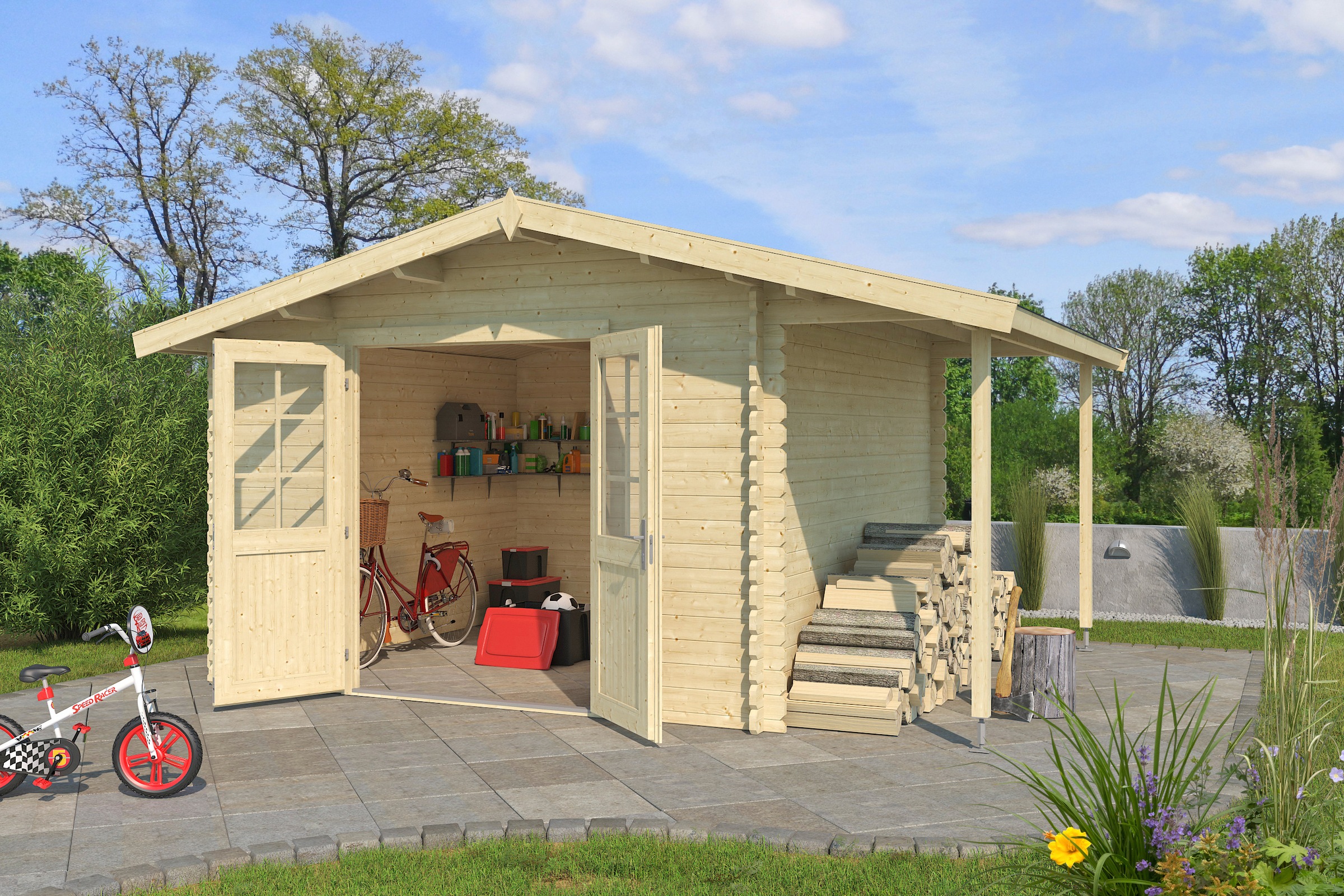 LASITA MAJA Gartenhaus »Tulsa, Narurbelassen«, (Set), mit Dachanbau