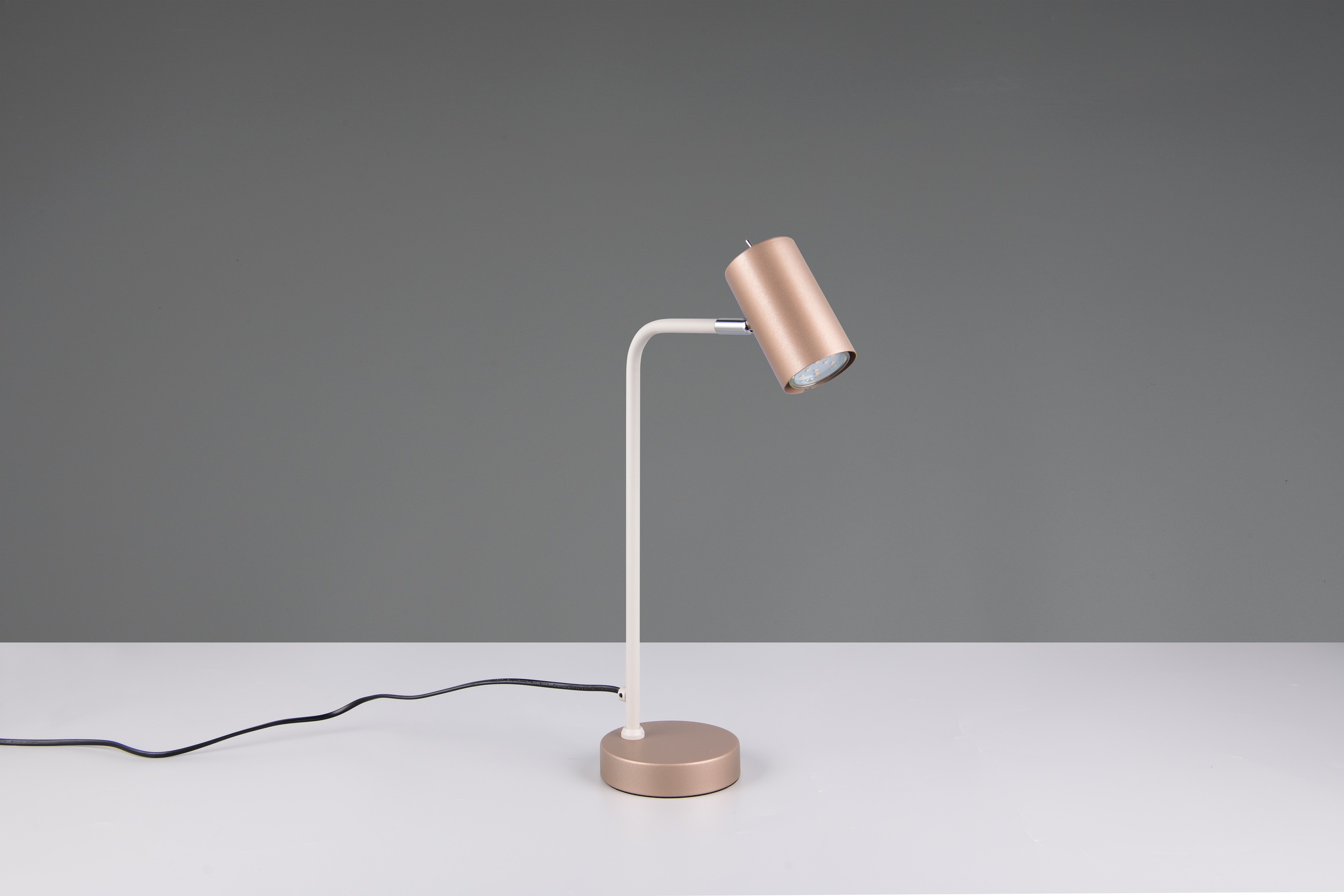 TRIO Leuchten Schreibtischlampe »MARLEY, exkl. 1x GU10 max 5W, Tischleuchte Höhe 45cm«, 1 flammig, Leuchtmittel GU10 | Leuchtmittel wechselbar, mit Kippschalter, Leuchtenkopf schwenkbar, 150cm Anschlusskabel