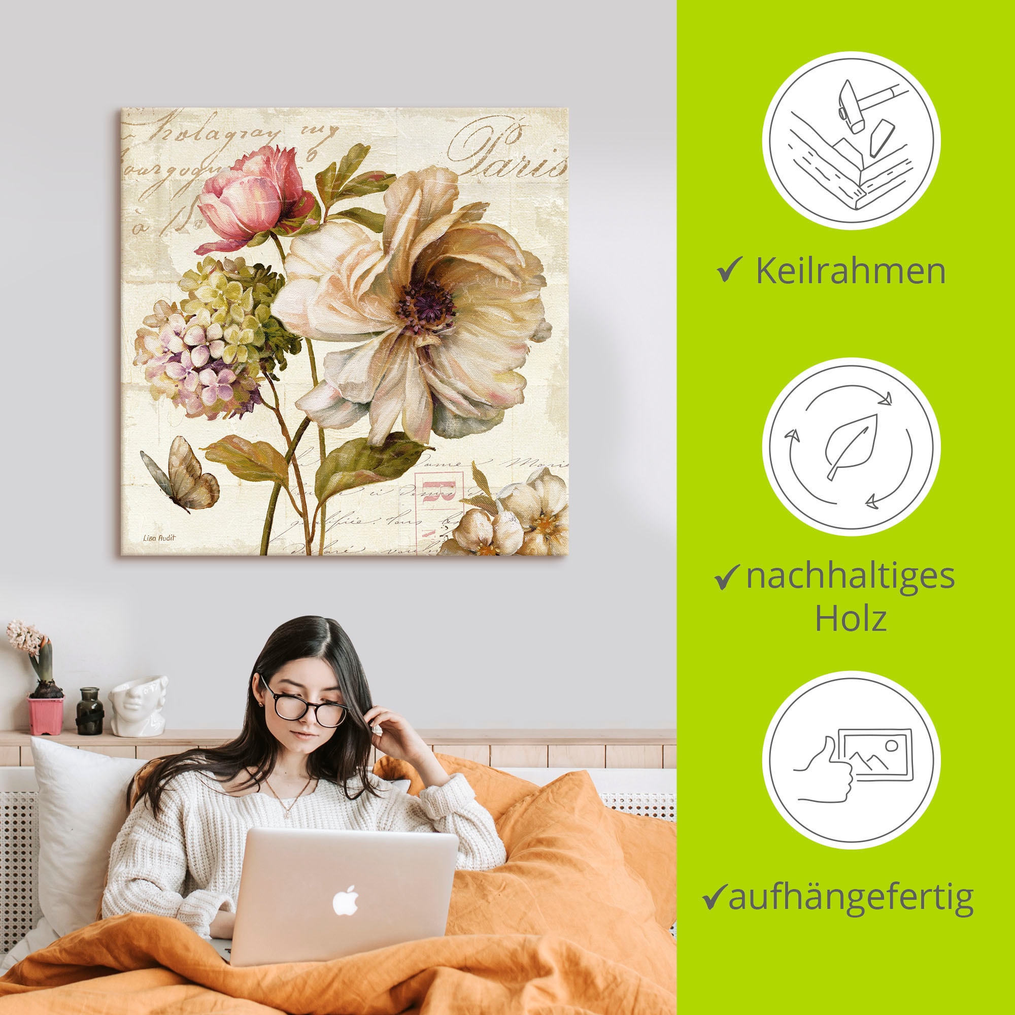 Artland Wandbild »Blumen II«, Blumen, (1 St.), als Leinwandbild, Poster, Wandaufkleber in verschied. Größen