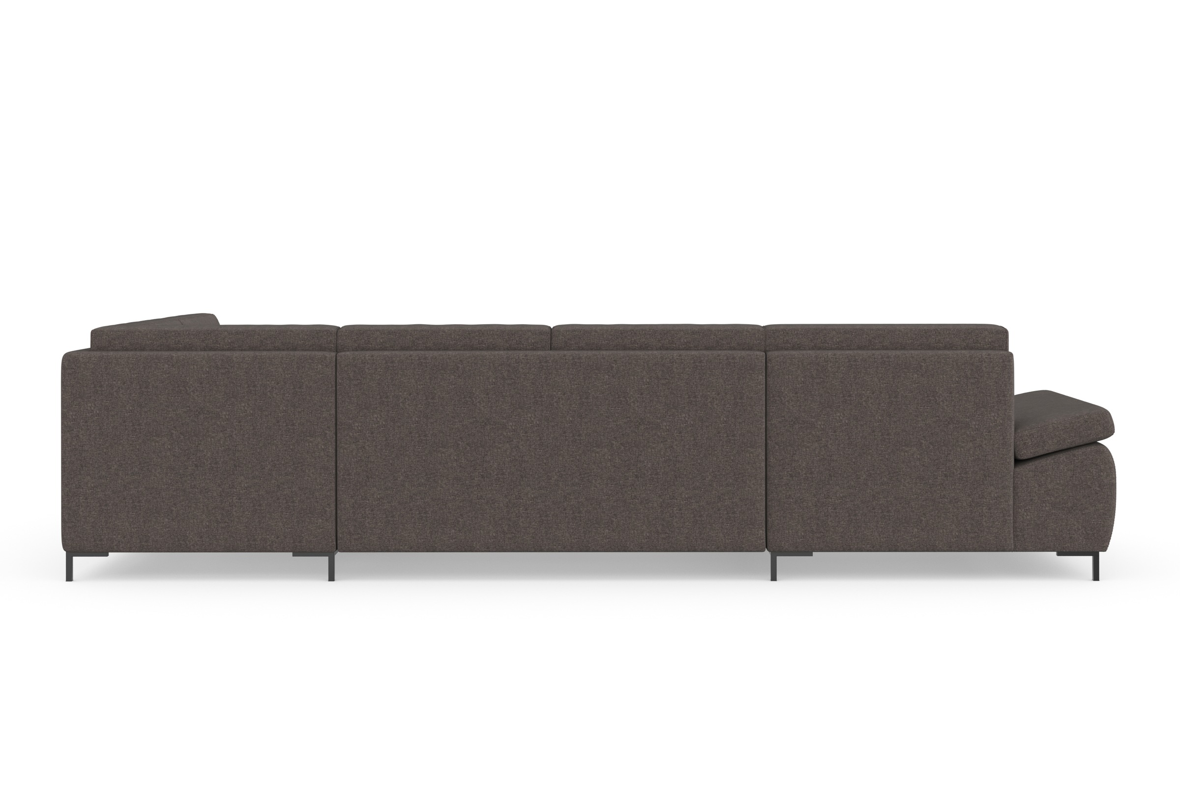 Wohnlandschaft DOMO COLLECTION "Capelo, komfortabel, klare Linien zeichnen dieses Design aus, U-Form", schwarz (pepper), B:348cm H:84cm T:204cm, 100% Polyester, Sofas, Wohnlandschaft, mit Armteilverstellung, wahlweise mit Bettfunktion, Federkern 3