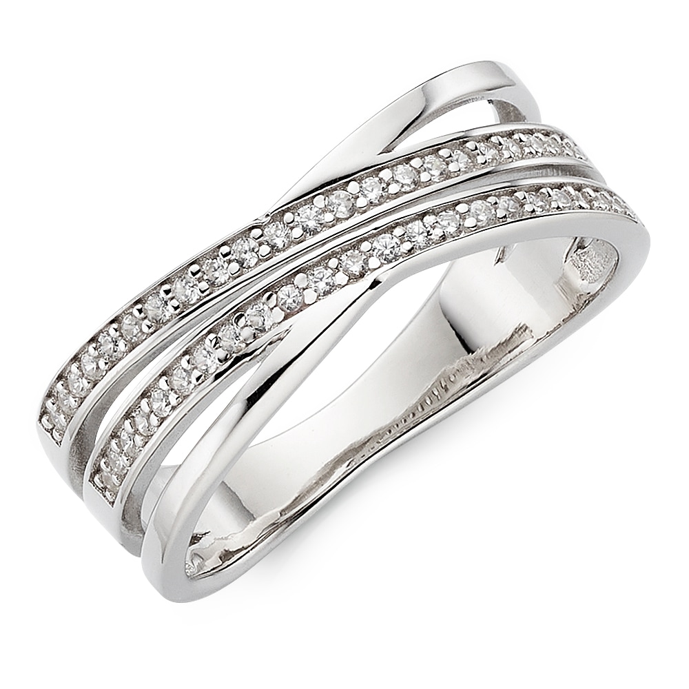 Fingerring "Schmuck Geschenk Silbering" Gr. 56, silberfarben, kristallweiß, ANISTON JEWELRY & WATCHES, Fingerringe, Damen, 56, Silber 925 (Sterlingsilber), 7,5mm, Fingerring, mit Zirkonia (synth.)