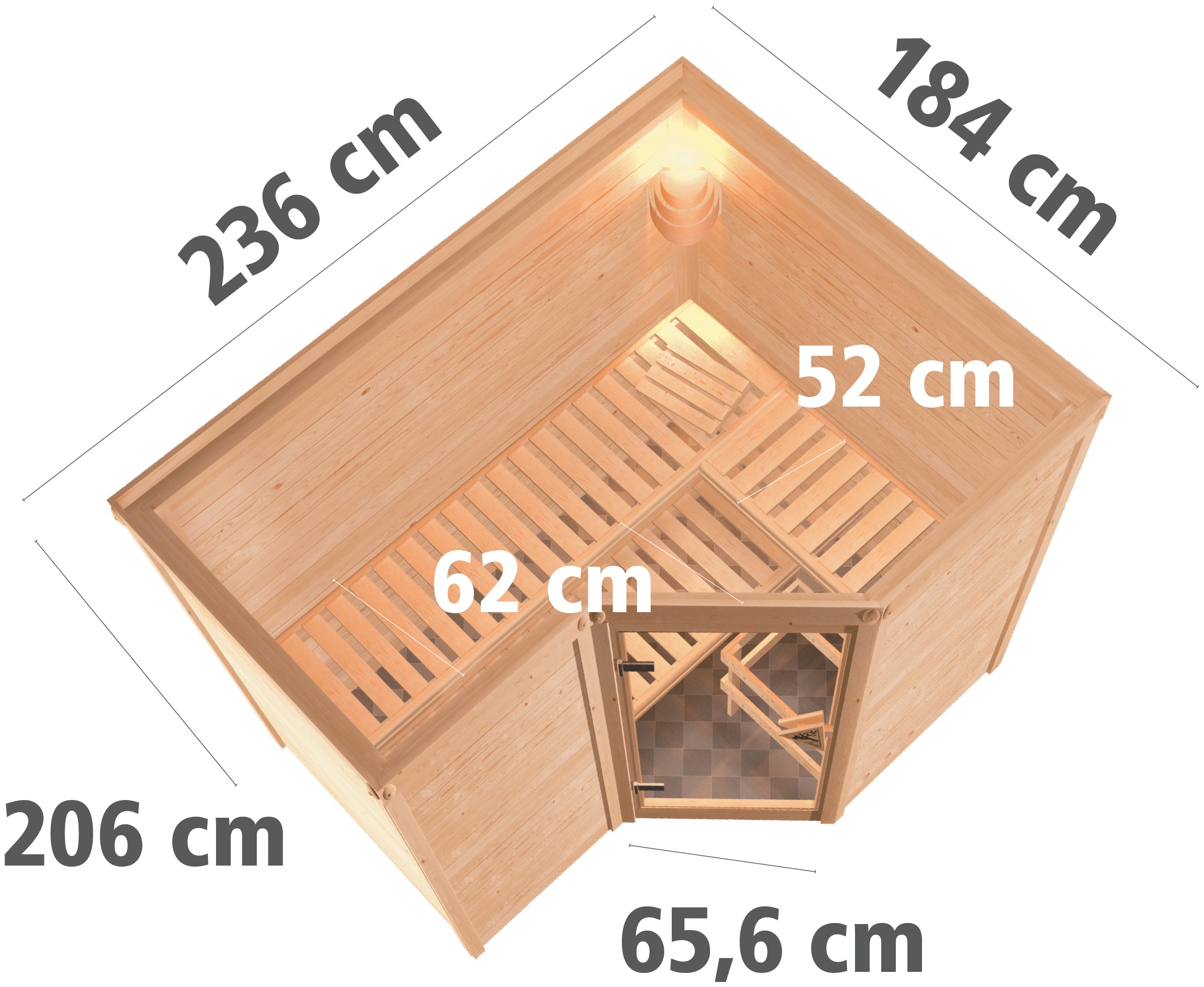 Karibu Sauna »Sanna 2«, 9-kW-Ofen mit integrierter Steuerung