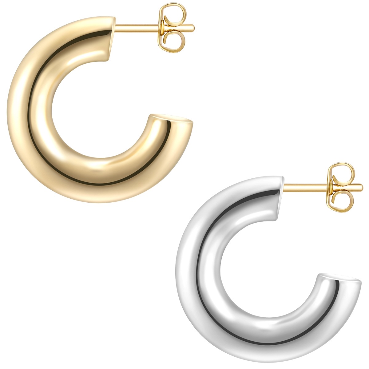 Paar Creolen GLANZSTÜCKE MÜNCHEN "Set: GSM928", gelbgold, Ohrringe, Damen, 23,4mm, Silber 925 (Sterlingsilber), aus Sterling Silber 2