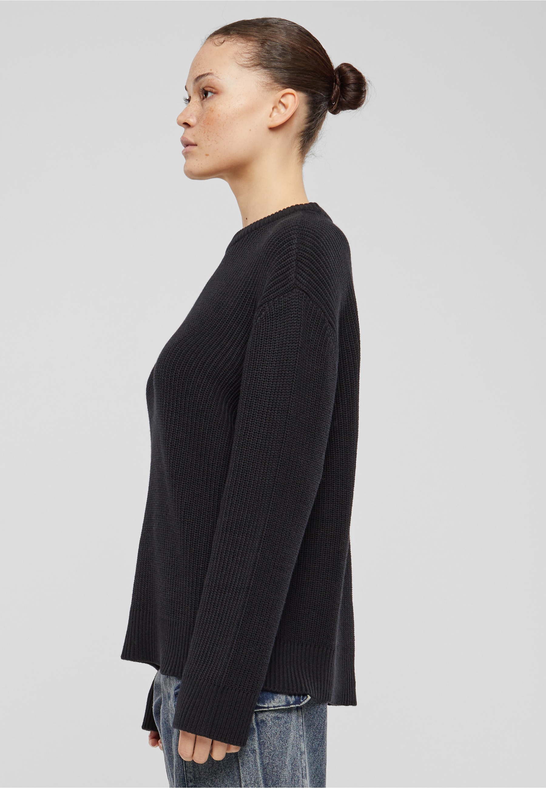 URBAN CLASSICS Fleecepullover »Urban Classics Damen Ladies Rib Knit Sweater«
