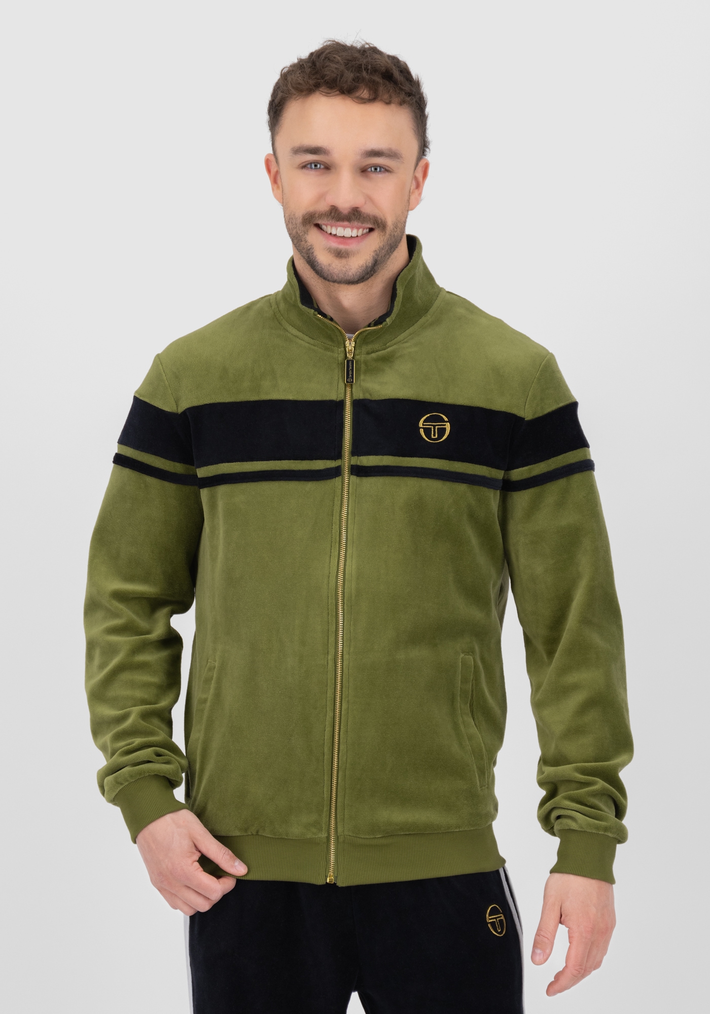 Sergio Tacchini Trainingsjacke »DAMARINDO VELOUR TJ Herren«, ohne Kapuze, Trainingsjacke Herren, Trackjacket, Velour, Sportjacke, Outdoor, Sale