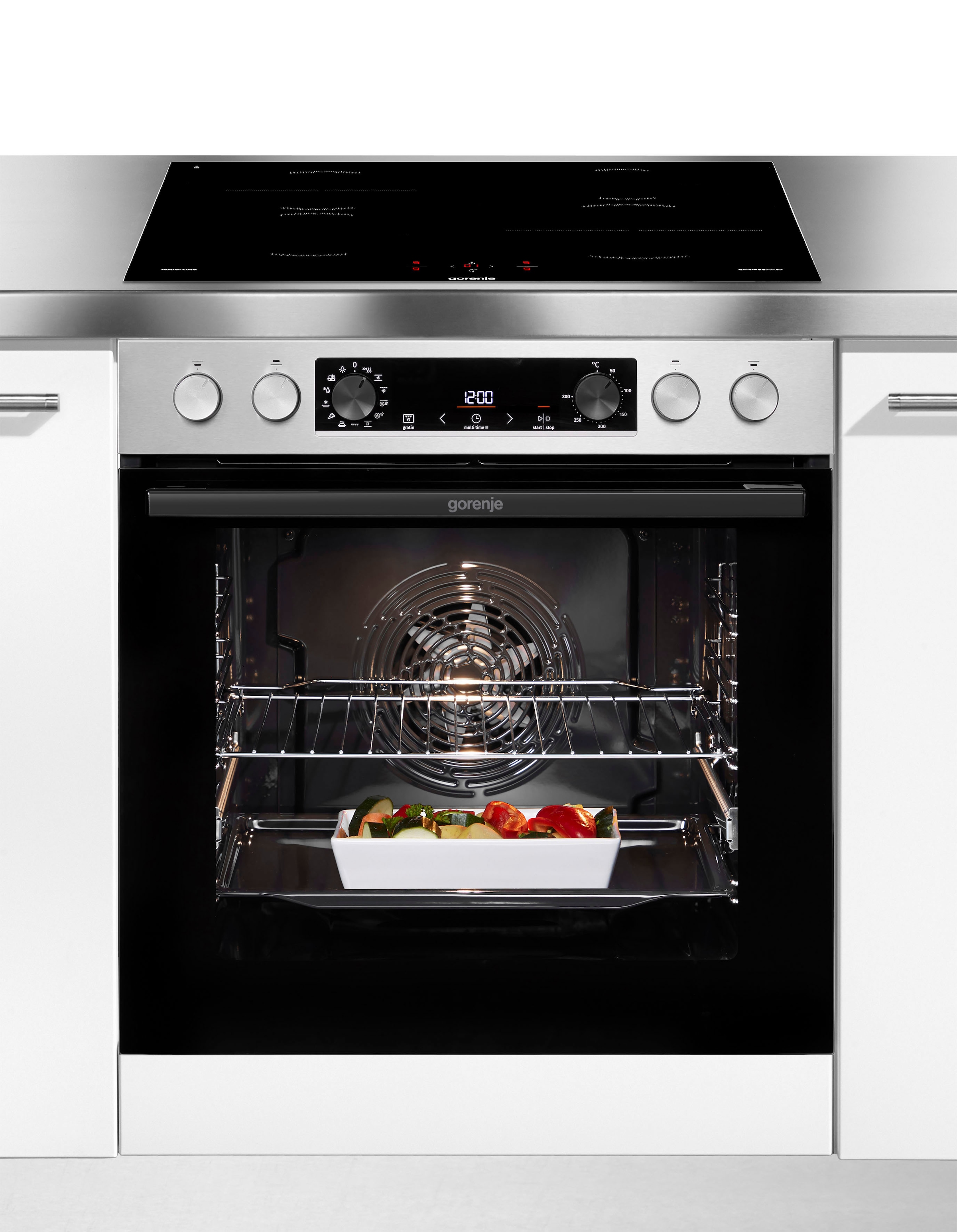 GORENJE Induktions Herd-Set »BCSIB737OTX« mit 1-fach-Teleskopauszug ecoClean Plus 1 Stk. tlg. Pizzafunktion mit 300 °C – perfekt für Pizza, Focaccia und mehr!