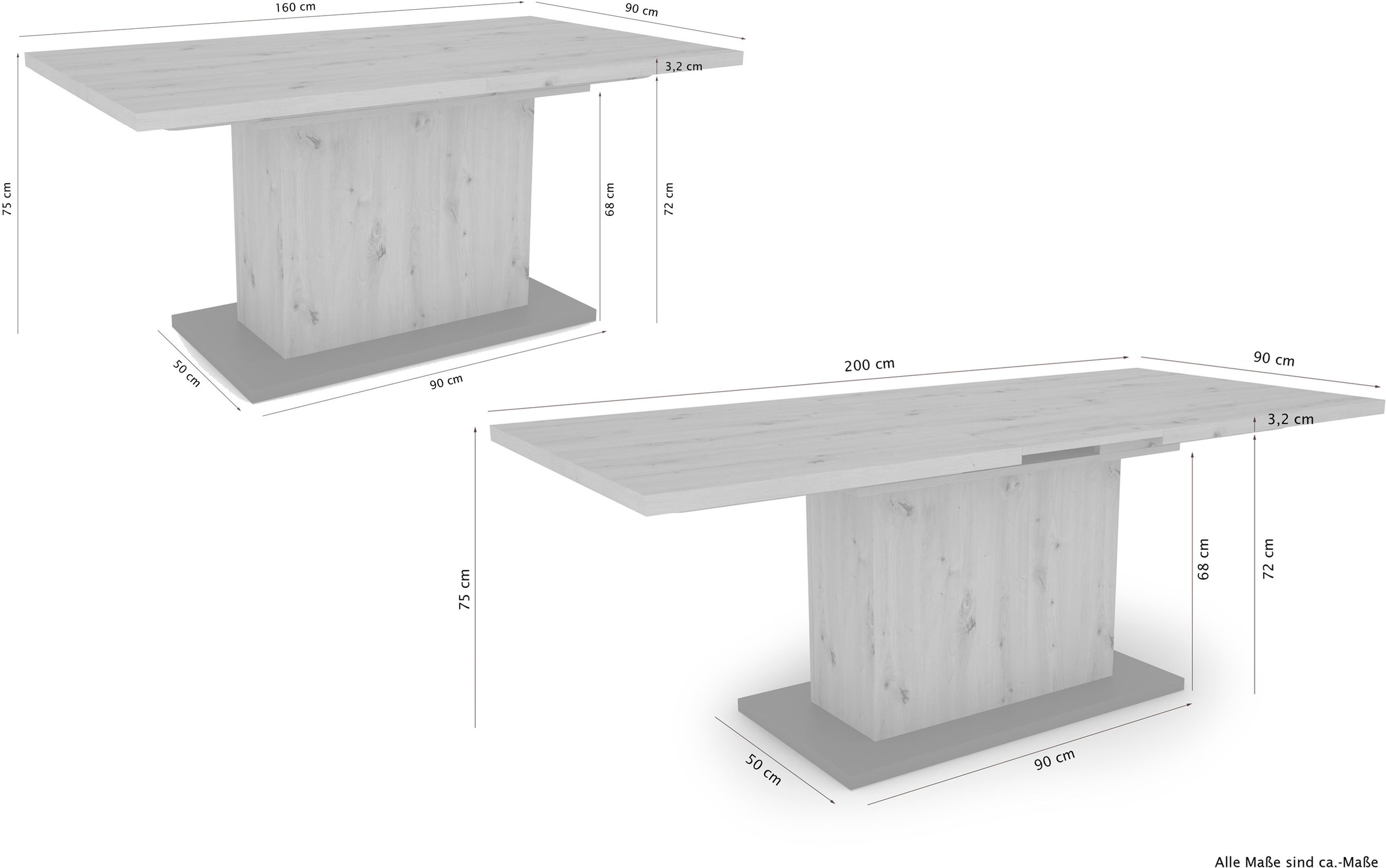Homexperts Esstisch »Aiko«, mit Auszugsfunktion, Breite 160-200 cm