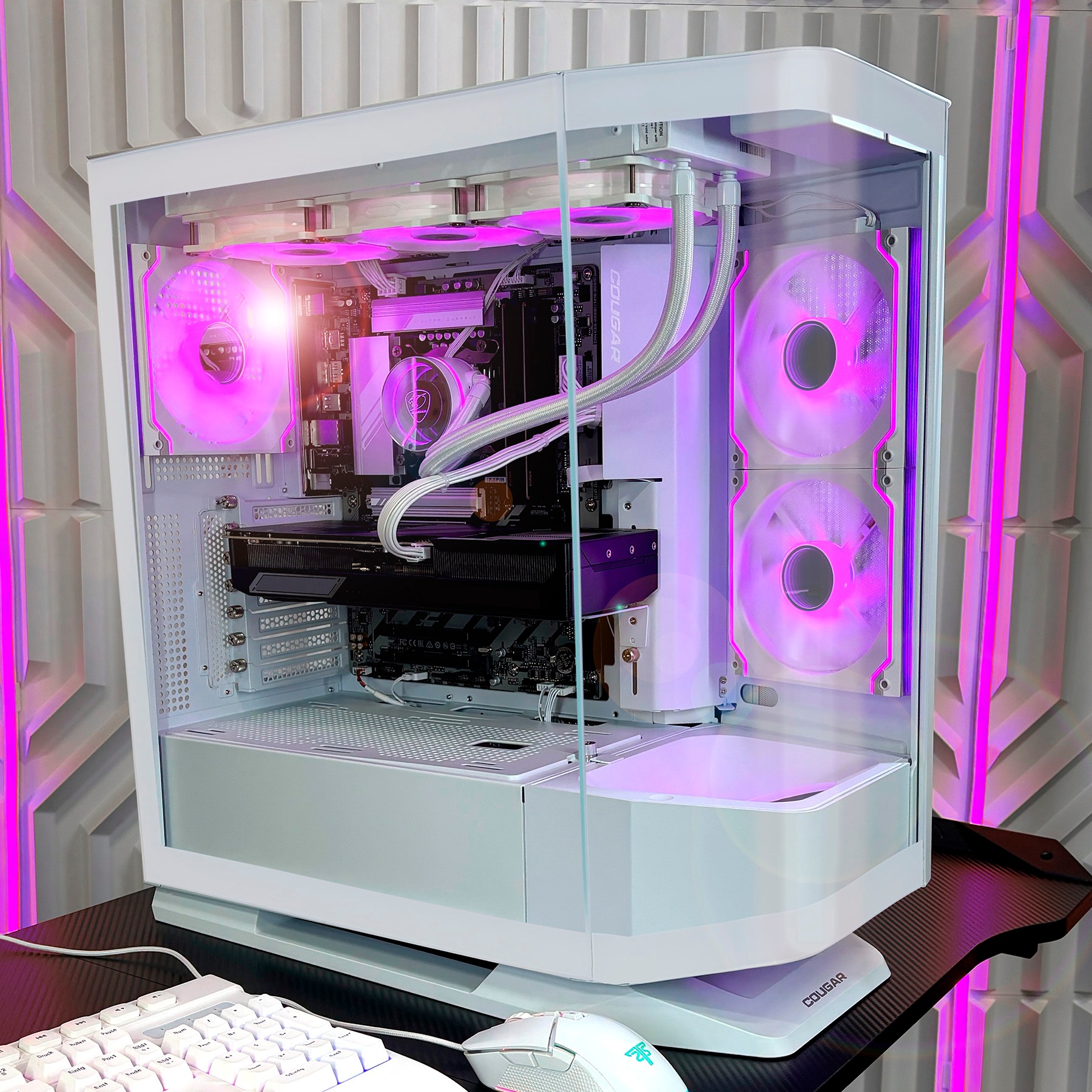 Cougar Gaming-PC-Komplettsystem »MegaDeal FV270 WT 2896 AMD Ryzen 7 9700X 32GB DDR5 1TB SSD RX 9070 XT« 34 ″ AMD Ryzen 7 Radeon RX 9070 XT 32 GB RAM 1.000 GB SSD Windows 11, DDR5 RAM+MSI PRO MP341CQW LED-Monitor Curved 86,4 cm (34")