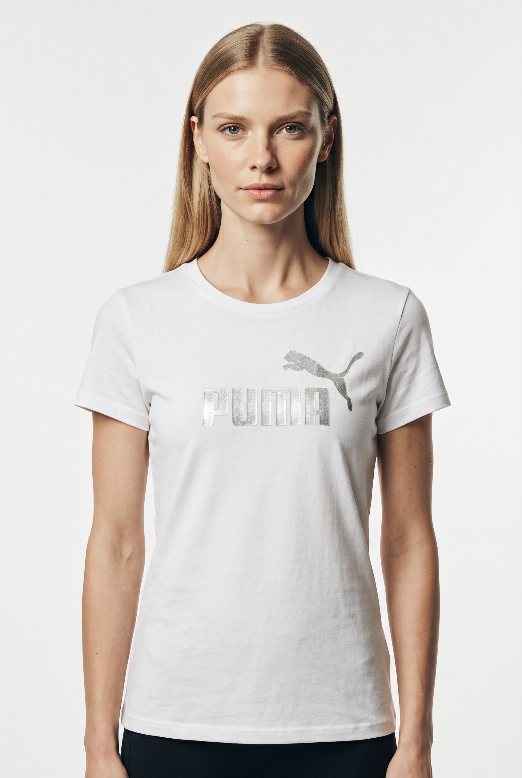 PUMA T-Shirt »ESS NO 1 LOGO METALLIC TEE« Kurzarm, mit Rundhalsausschnitt