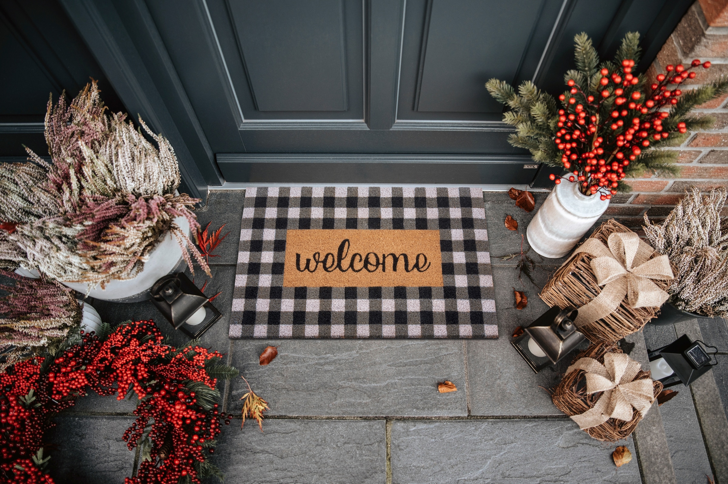 HANSE Home Fußmatte »Kokos Welcome Chessboard, Türmatte«, rechteckig, 15 mm Höhe, Kokos, Schmutzfangmatte, Outdoor, Rutschfest, Innen, Kokosmatte, Flur