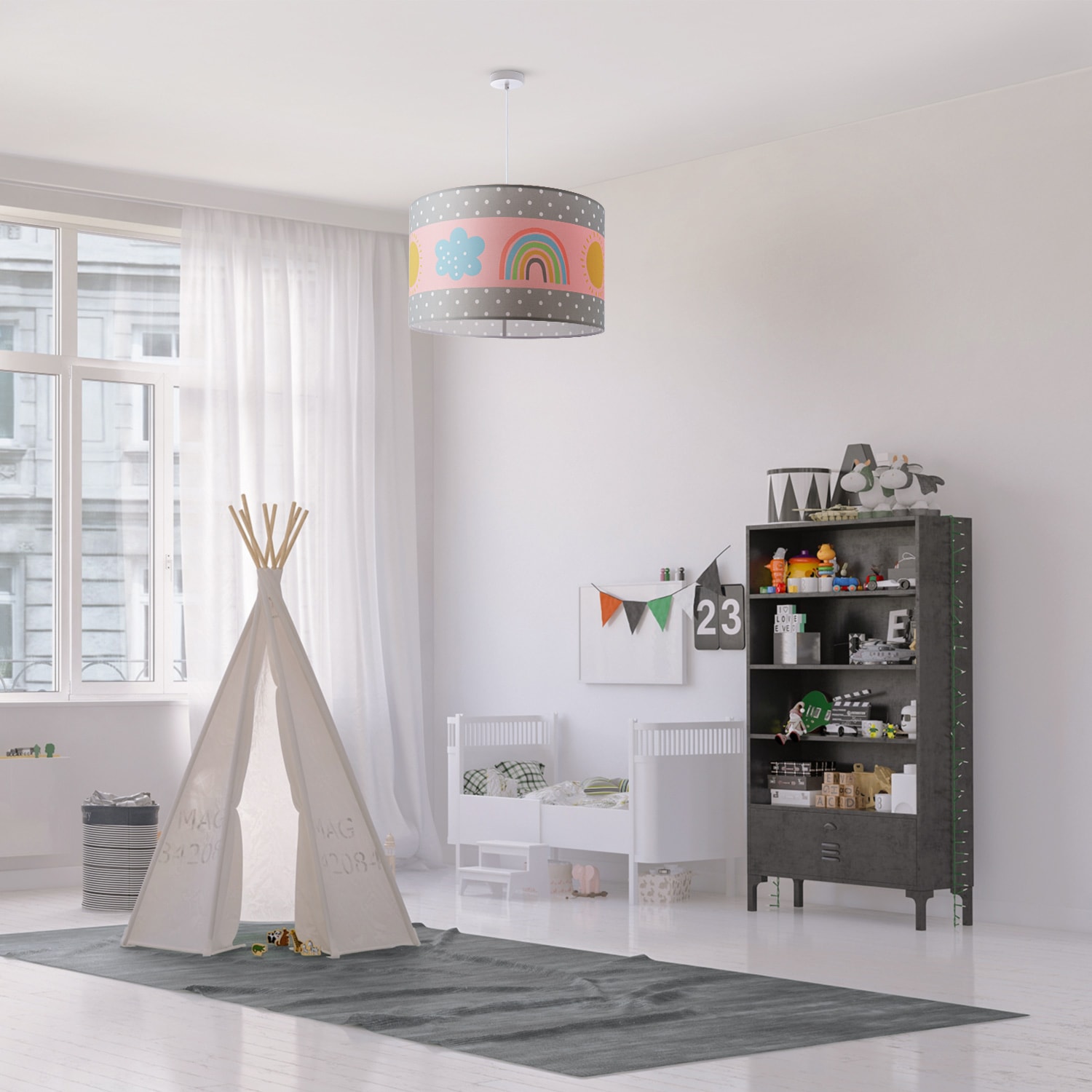 Weiß Regenbogen | Paco BAUR 1 Deckenlampe Pendelleuchte Home 962«, »Cosmo Rosa Kinderzimmer E27 Grau Sonne Lampe flammig-flammig,