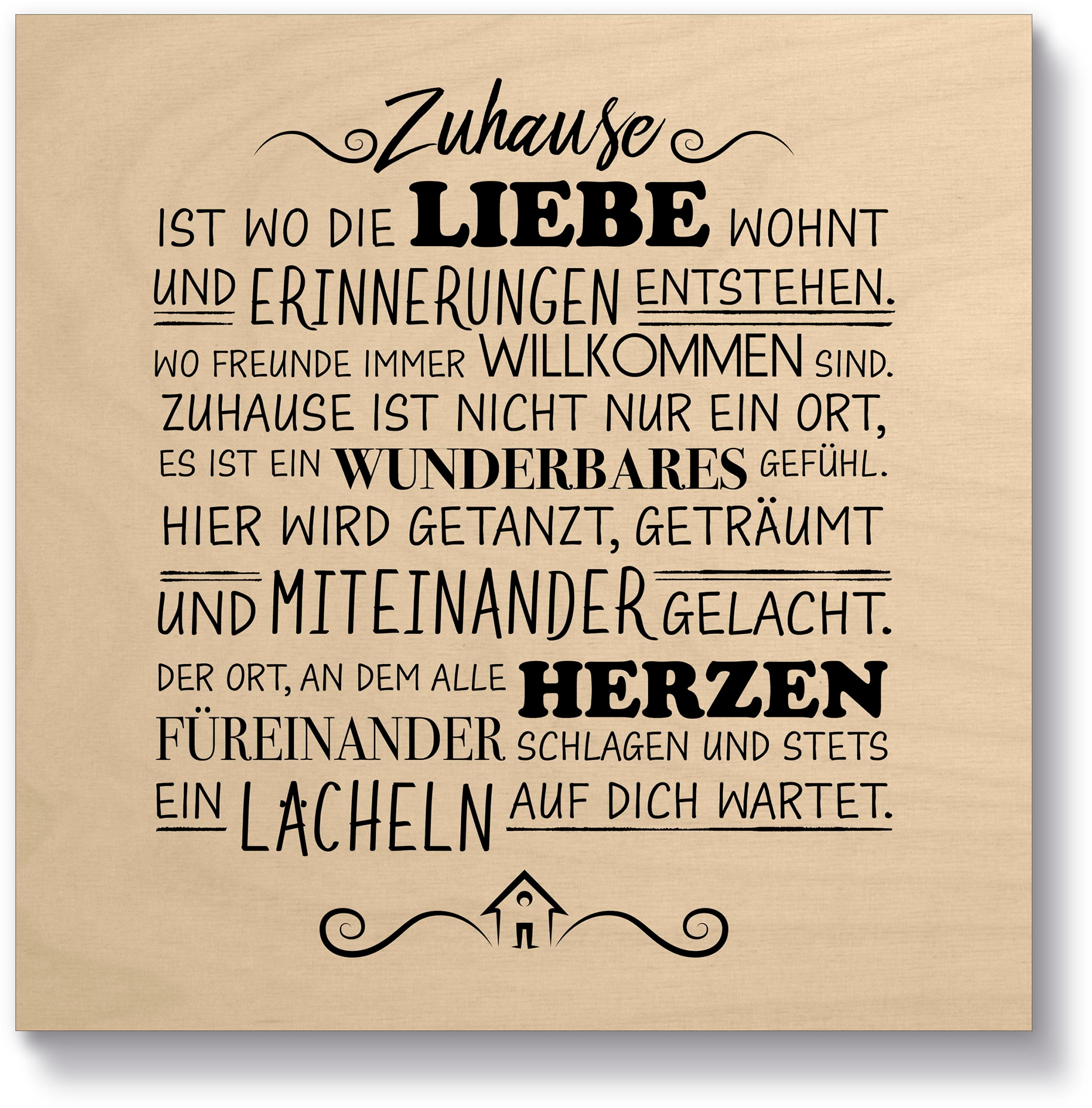 Holzbild »Zuhause I«, Sprüche & Texte, (1 St.)