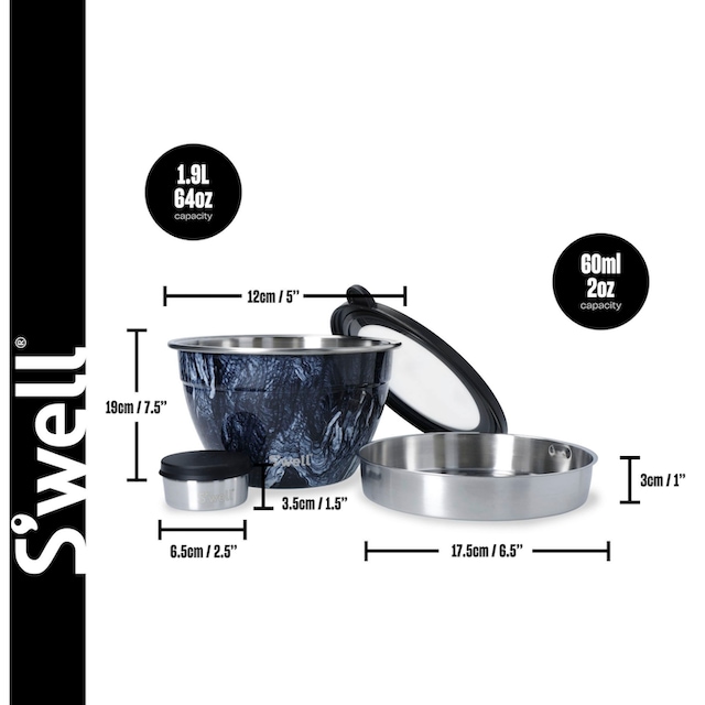 S'well Salad Bowl Kit in Black Onyx