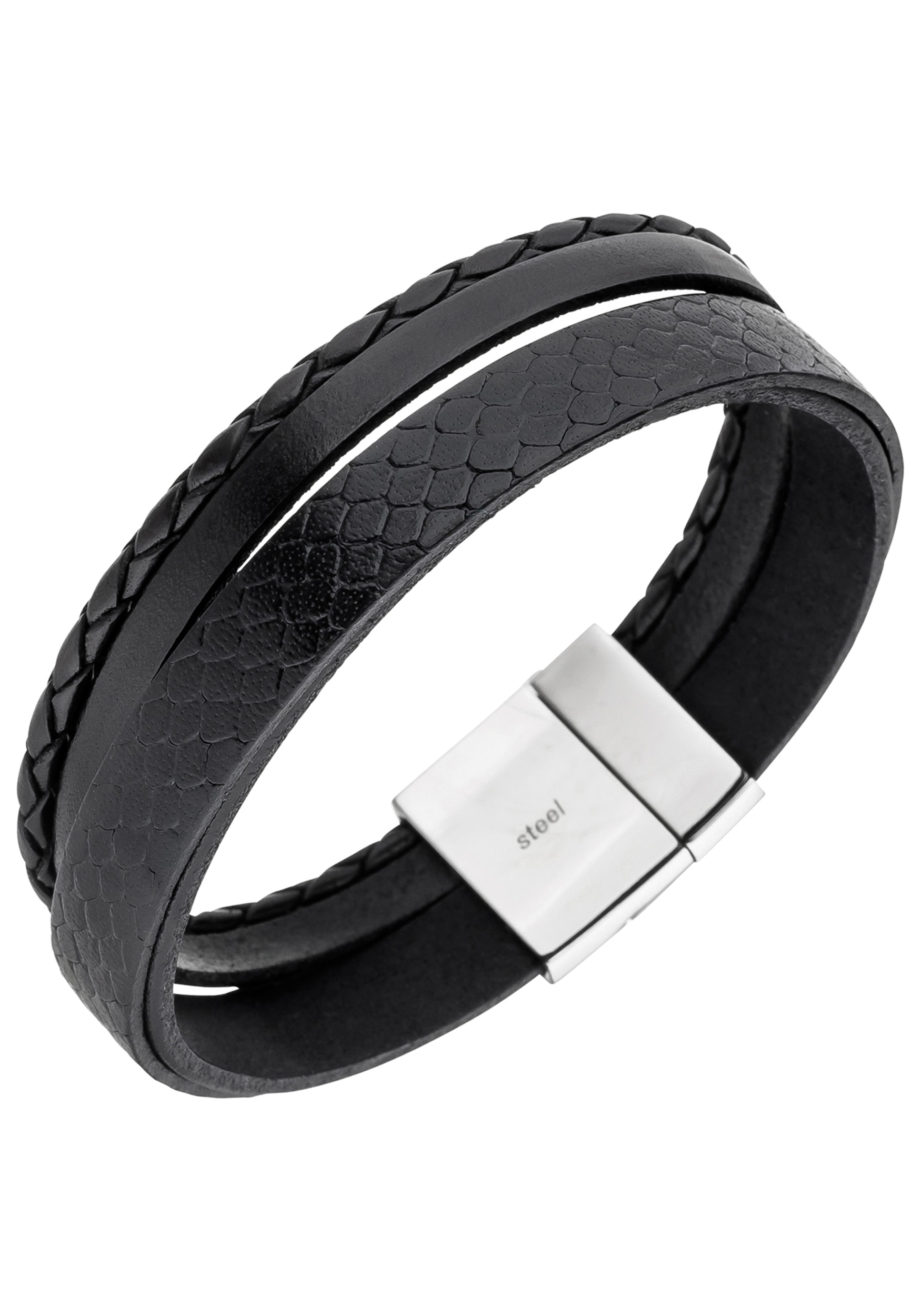 cm und Lederarmband, kaufen Leder online Edelstahl JOBO 4-reihig 21 BAUR |