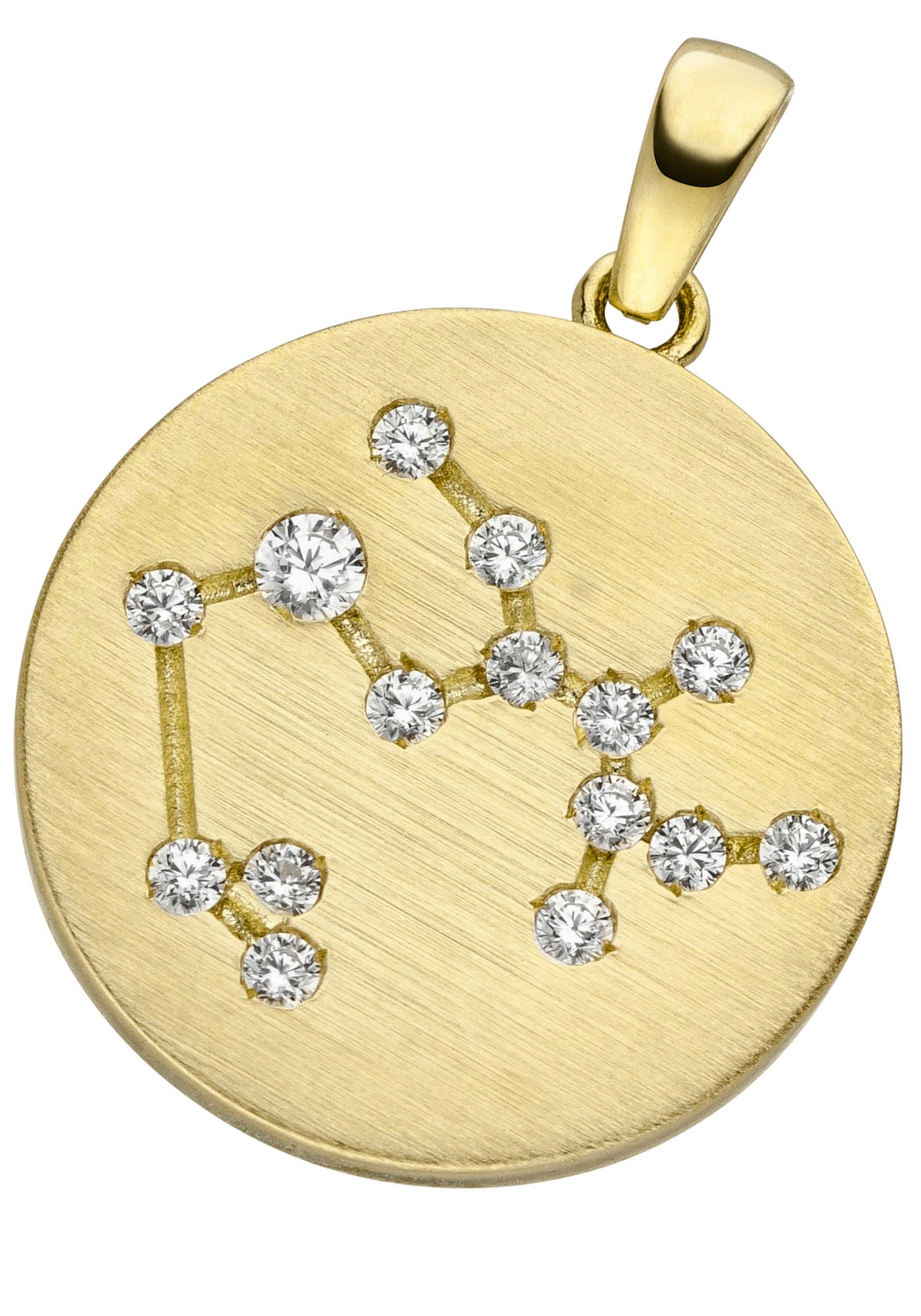JOBO Sternzeichenanhänger »Sternzeichen Schütze« 333 Gold matt mit 15 Zirkonia