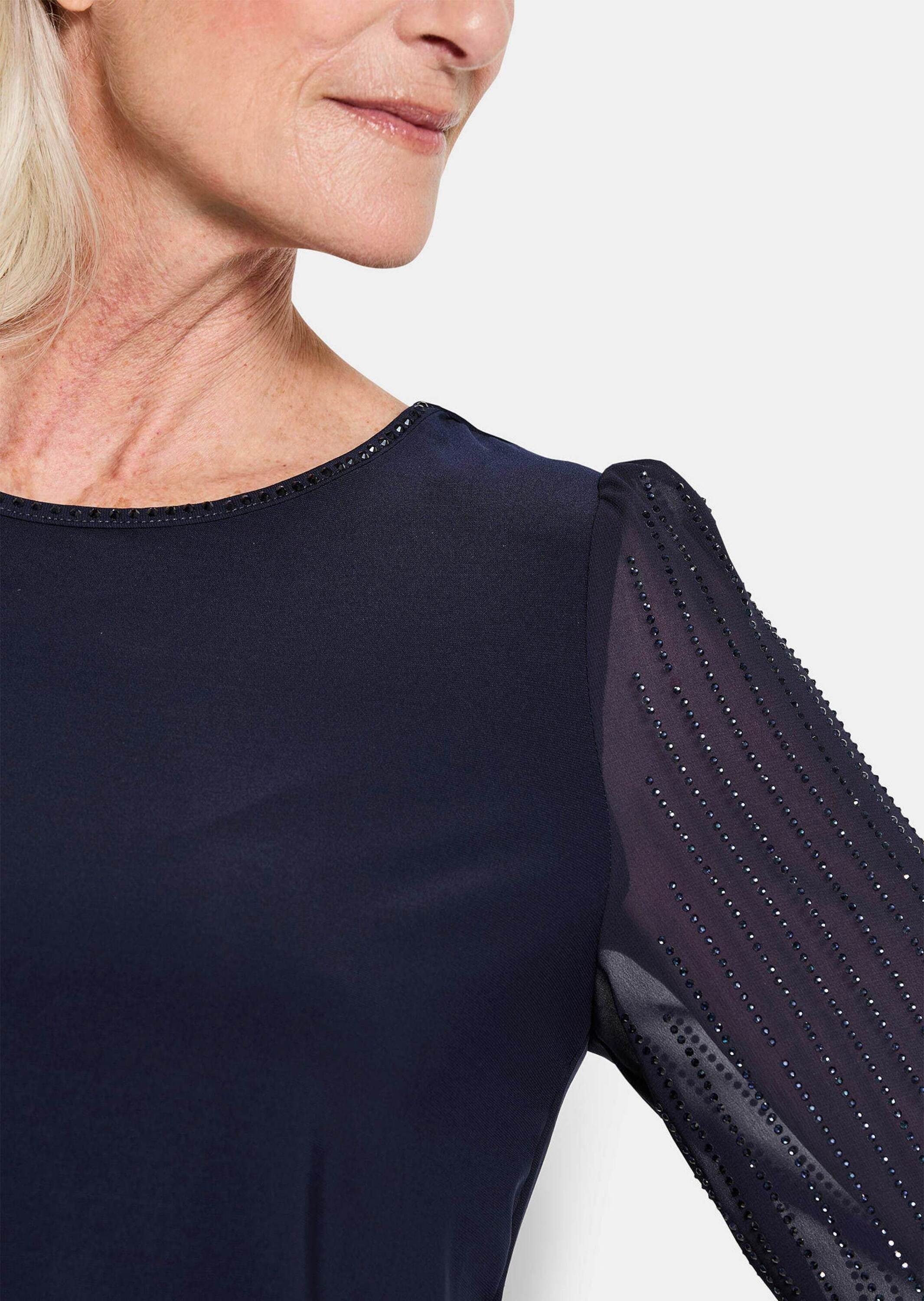 GOLDNER Langarmshirt »Shirt mit glitzernden Chiffon-Ärmeln«