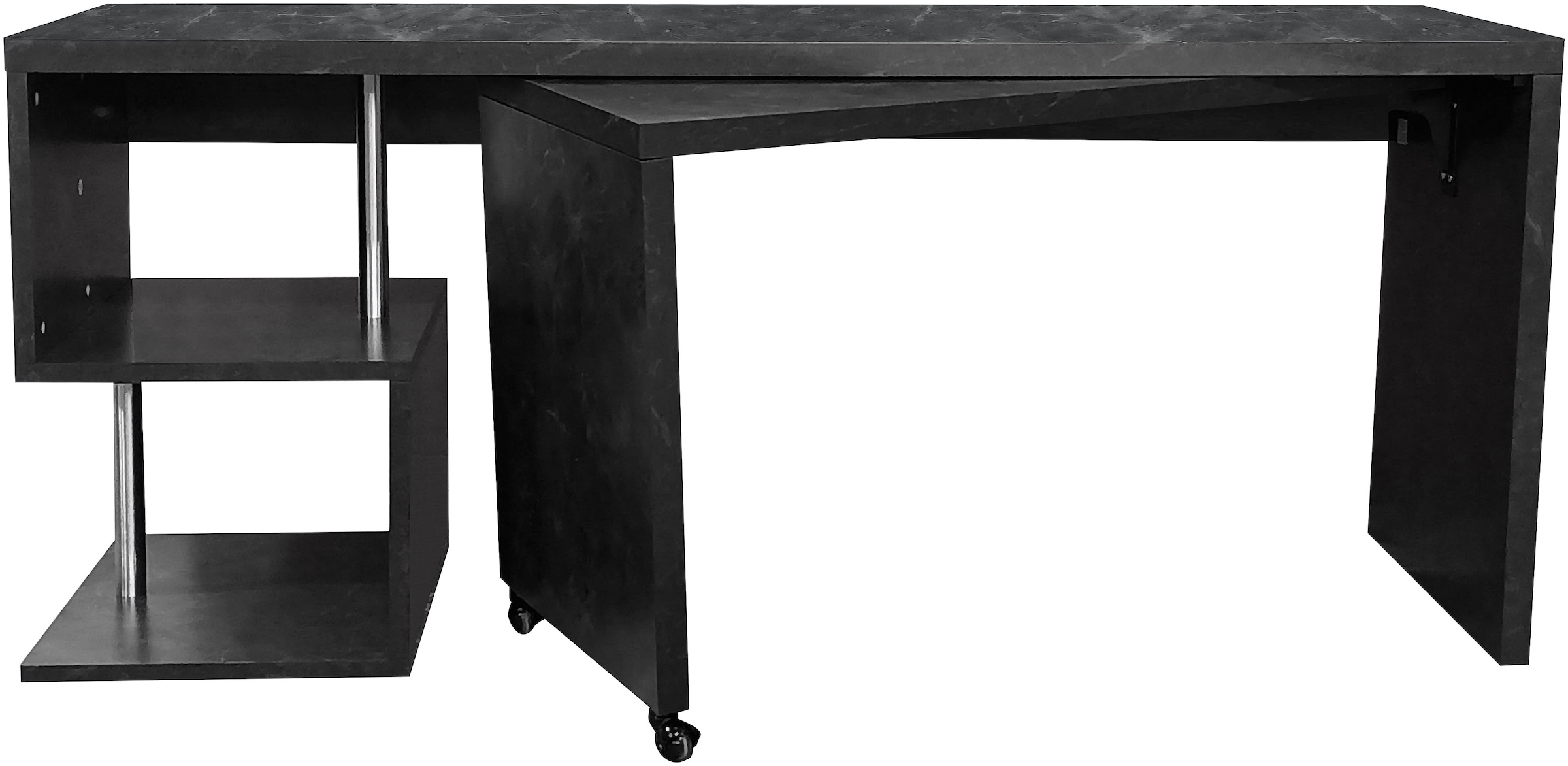 Places of Style Schreibtisch »Lopar, Eckschreibtisch«, rollbares Tischelement, großzügige Arbeitsfläche, Winkel 180x129 cm