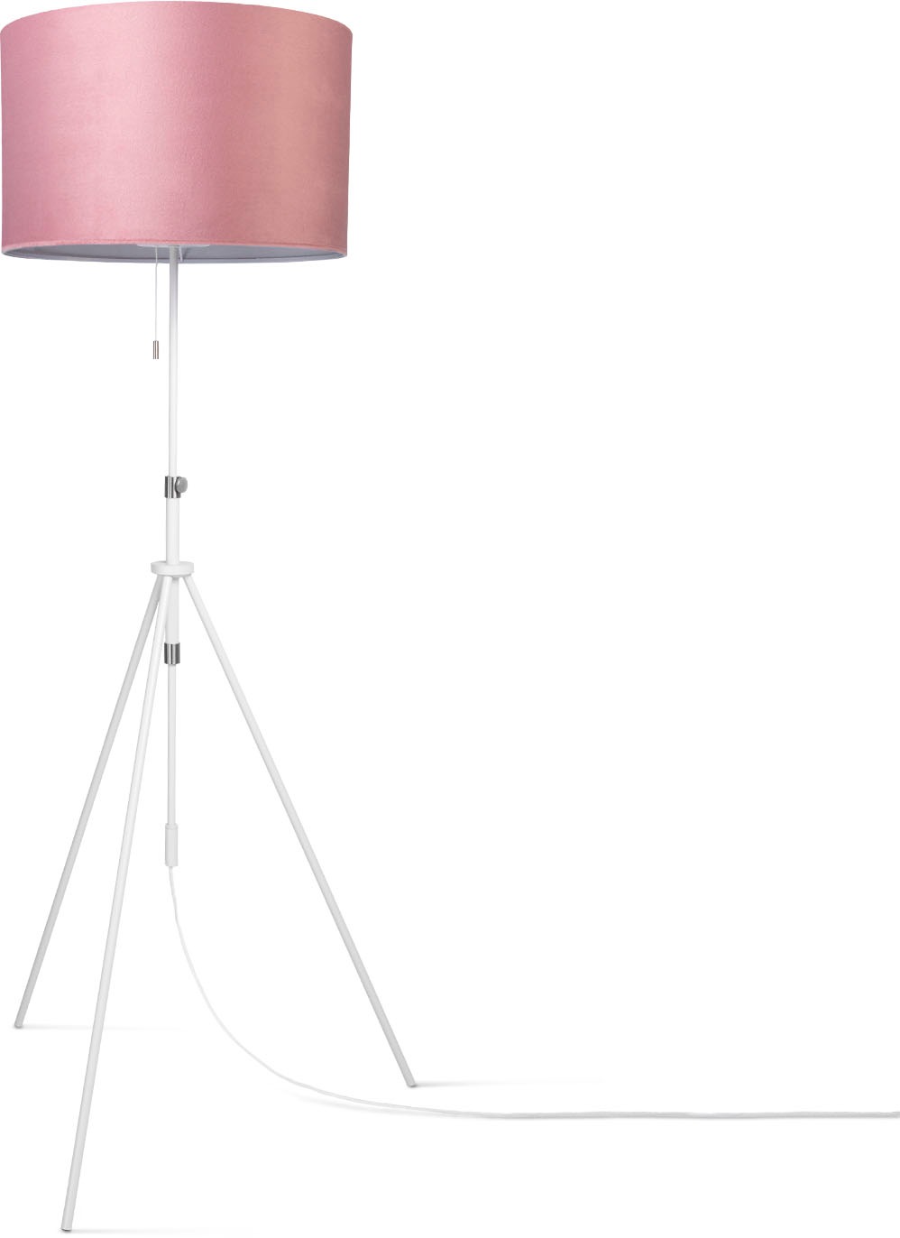 Paco Home Stehlampe »Naomi uni Color«, Leuchtmittel E27 | ohne Leuchtmittel, Wohnzimmer Höhenverstellbar 121,5 bis 176,5 cm Zugschalter Velour