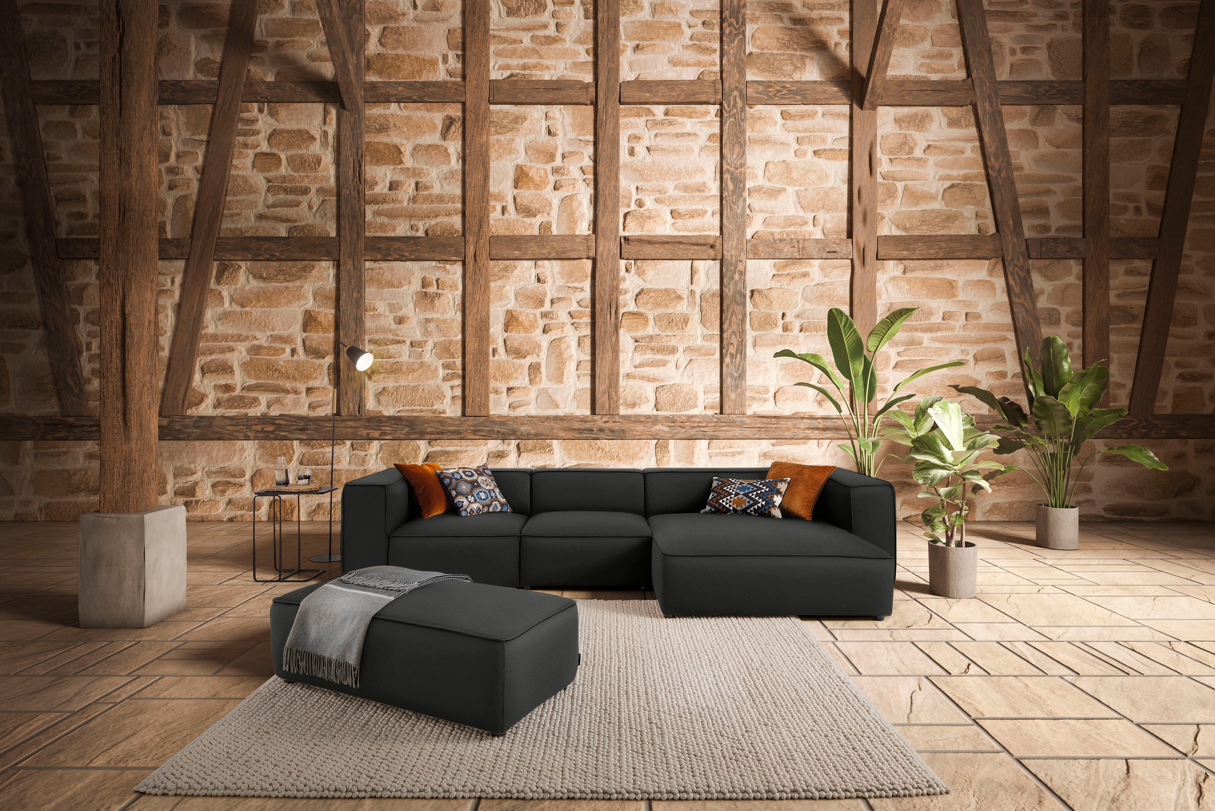 W.SCHILLIG Ecksofa "around-the-block Mega Sofa, viel Platz und hoher Sitzkomfort, L-Form" mit eleganter Biese, mit Federkern, Breite 341 cm