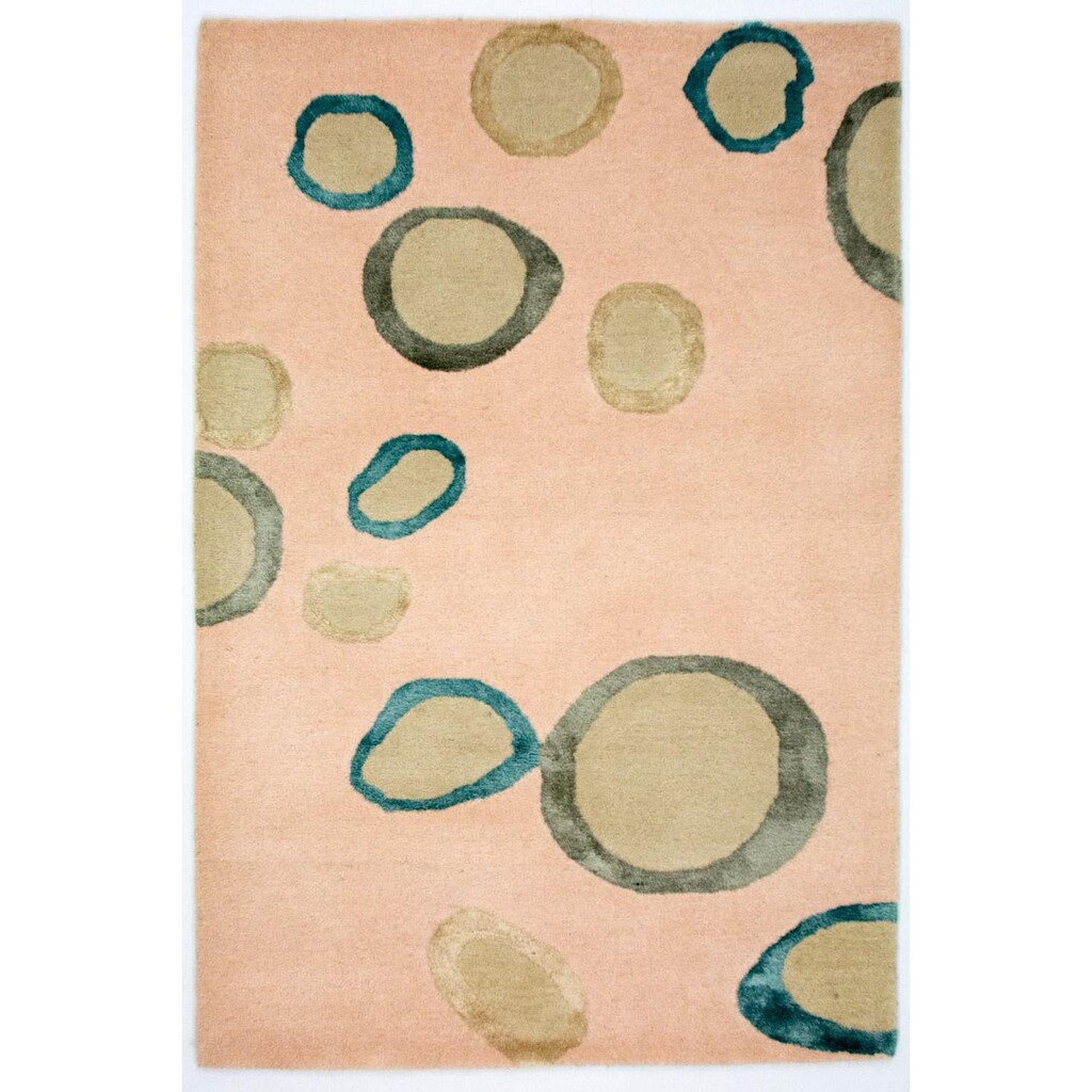 morgenland Wollteppich »Designer Teppich handgetuftet rosa«, rechteckig