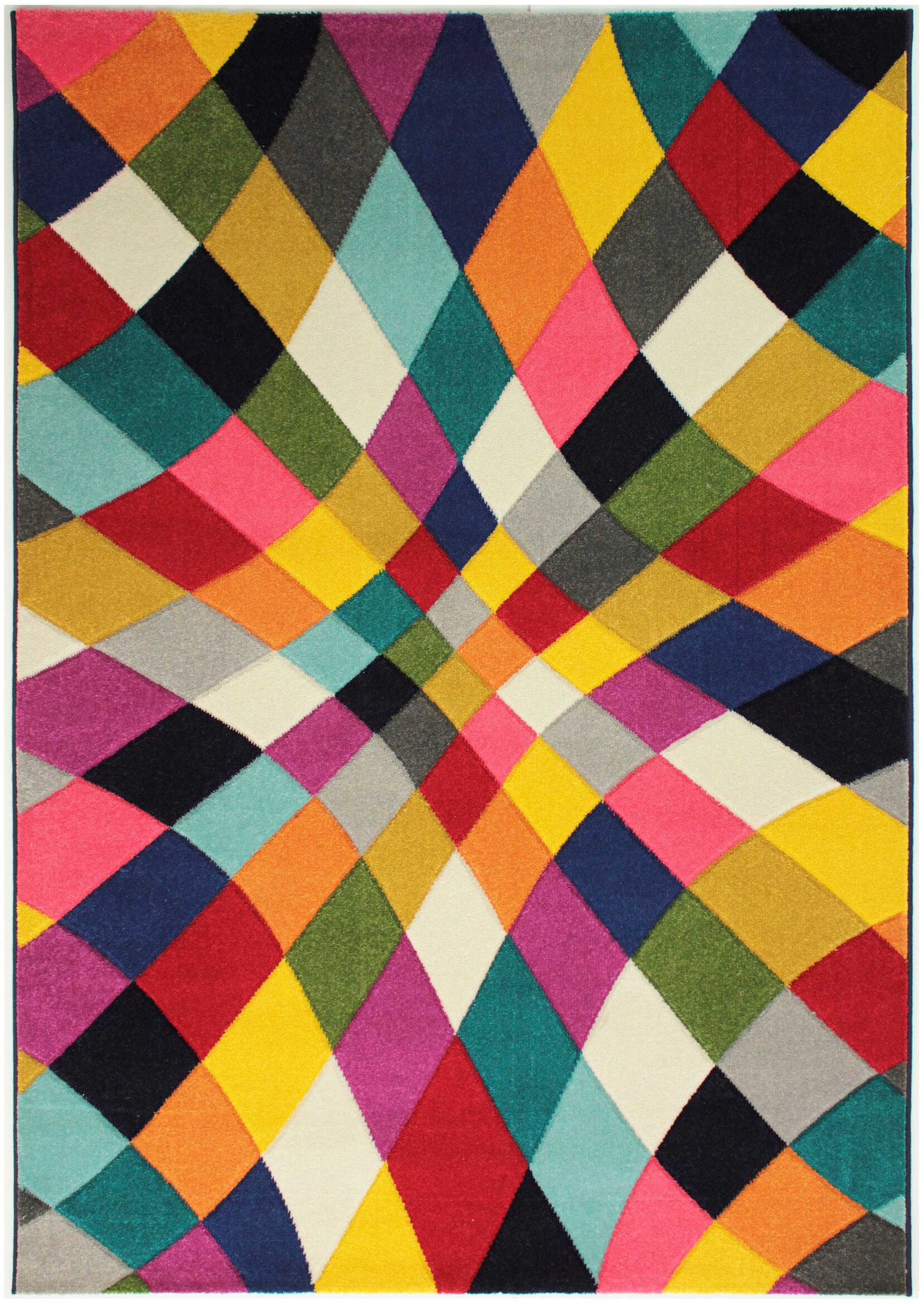 FLAIR RUGS "Rhumba" rechteckig 10 mm Höhe fußbodenheizungsgeeignet, strapazierfähig, buntes Muster, Rauten