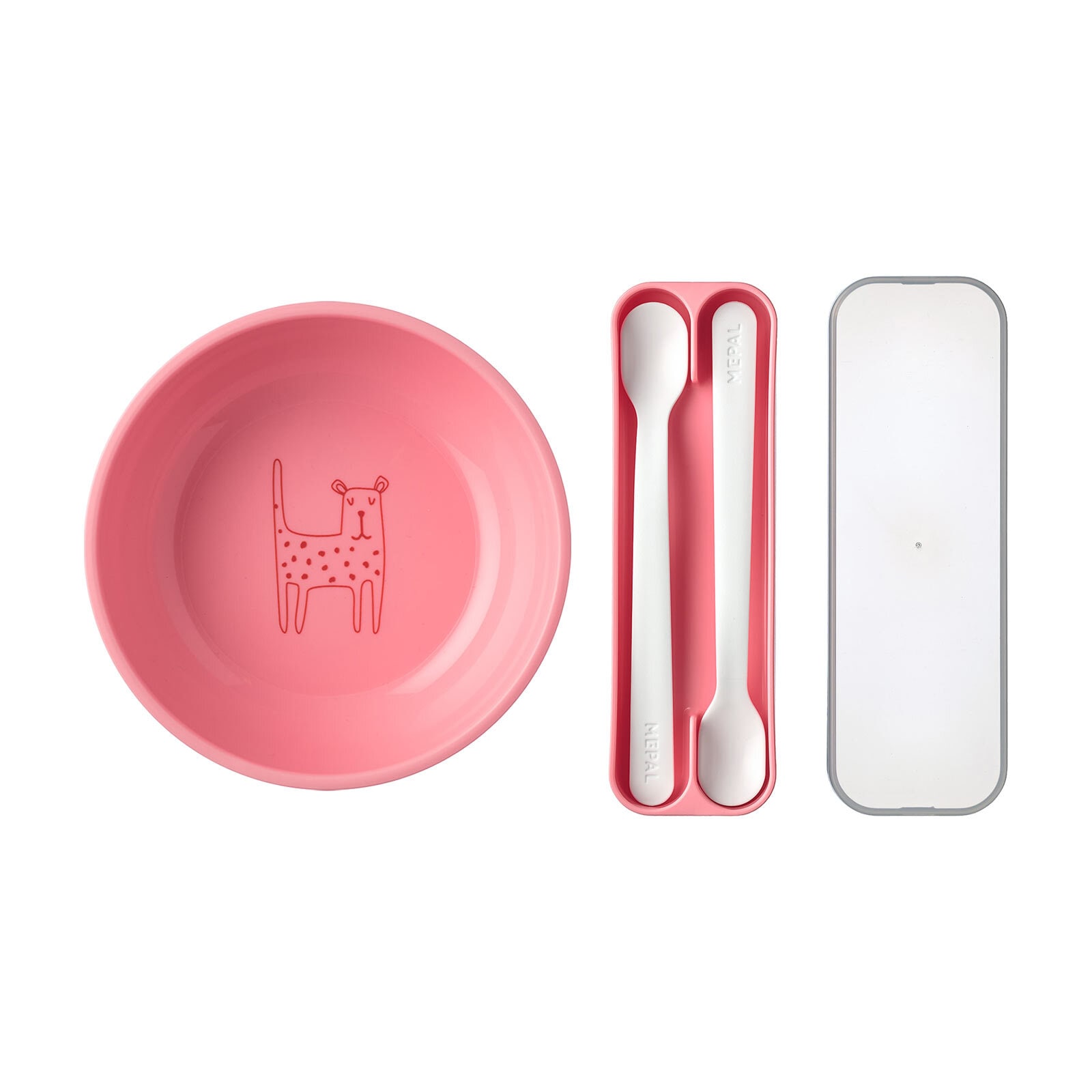 MEPAL Kinderschale "Kinderschale mit Fütterlöffel Mio 3er Set", B/H/L: 12,7cm, pink, Schüsseln