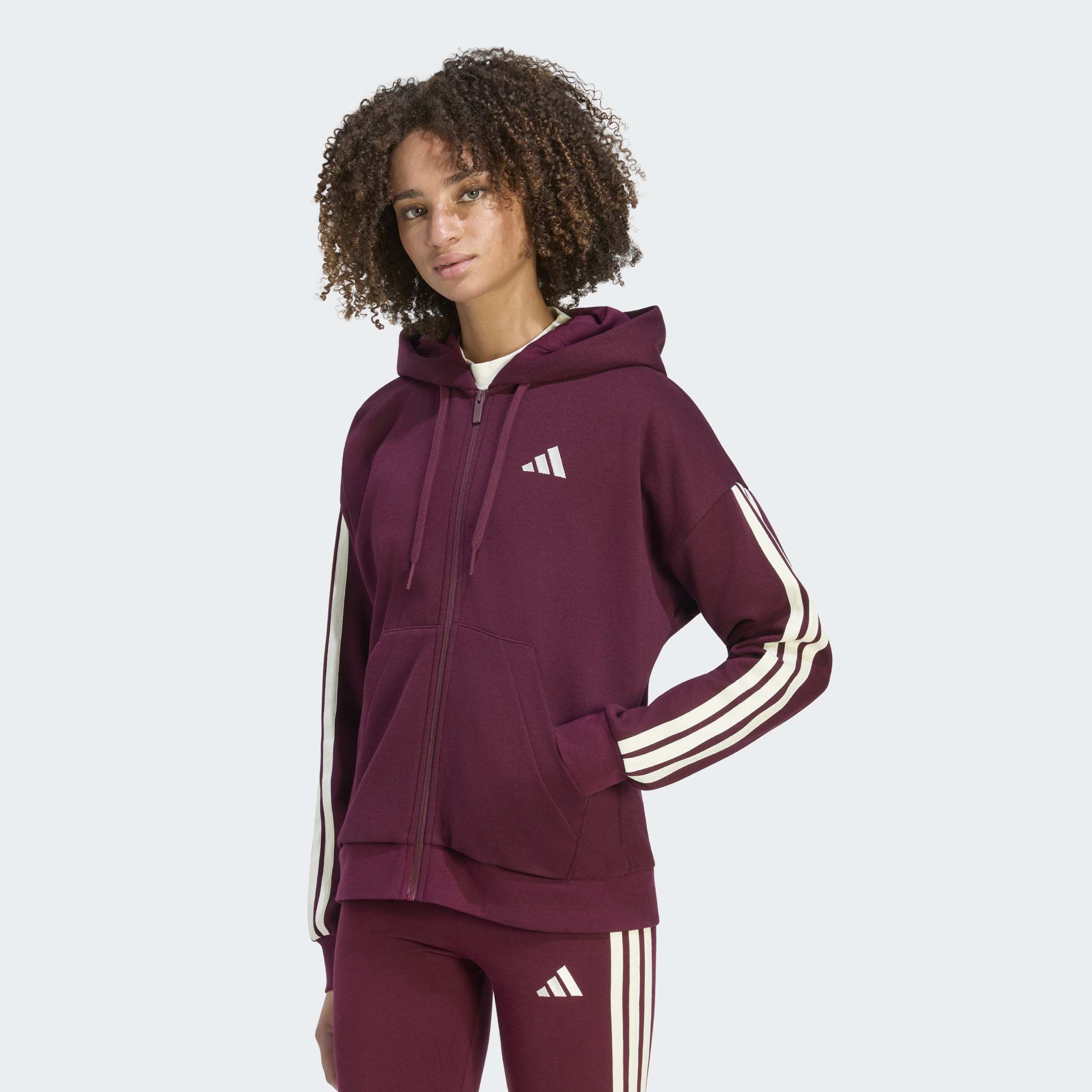 adidas Sportswear Kapuzensweatjacke "ESSENTIALS 3-STREIFEN FLEECE"