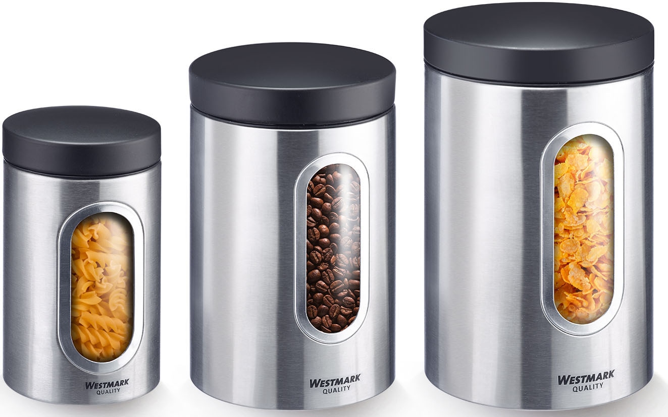 WESTMARK Vorratsdose »Vorratsdose mit Fenster 2300 ml«, (1 tlg.), Edelstahl Vorratsbehälter für Kaffee, Mehl, Zucker etc.