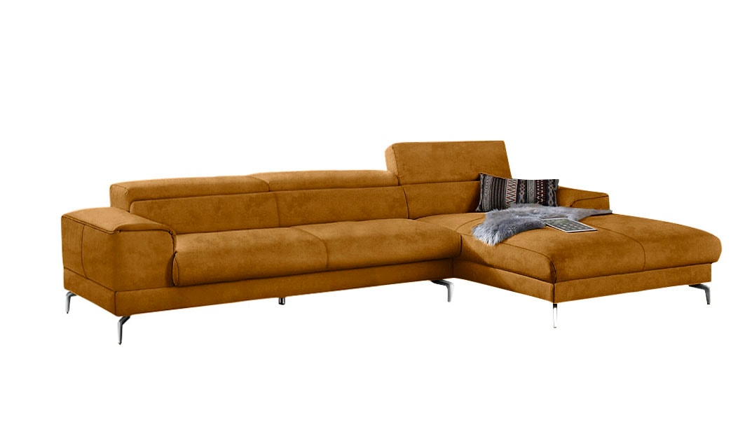 W.SCHILLIG Ecksofa »piedroo, Designsofa mit tollem Sitzkomfort, elegant und bequem, L-Form«, Kopfteilverstellung, wahlweise mit Sitztiefenverstellung, Breite 343cm