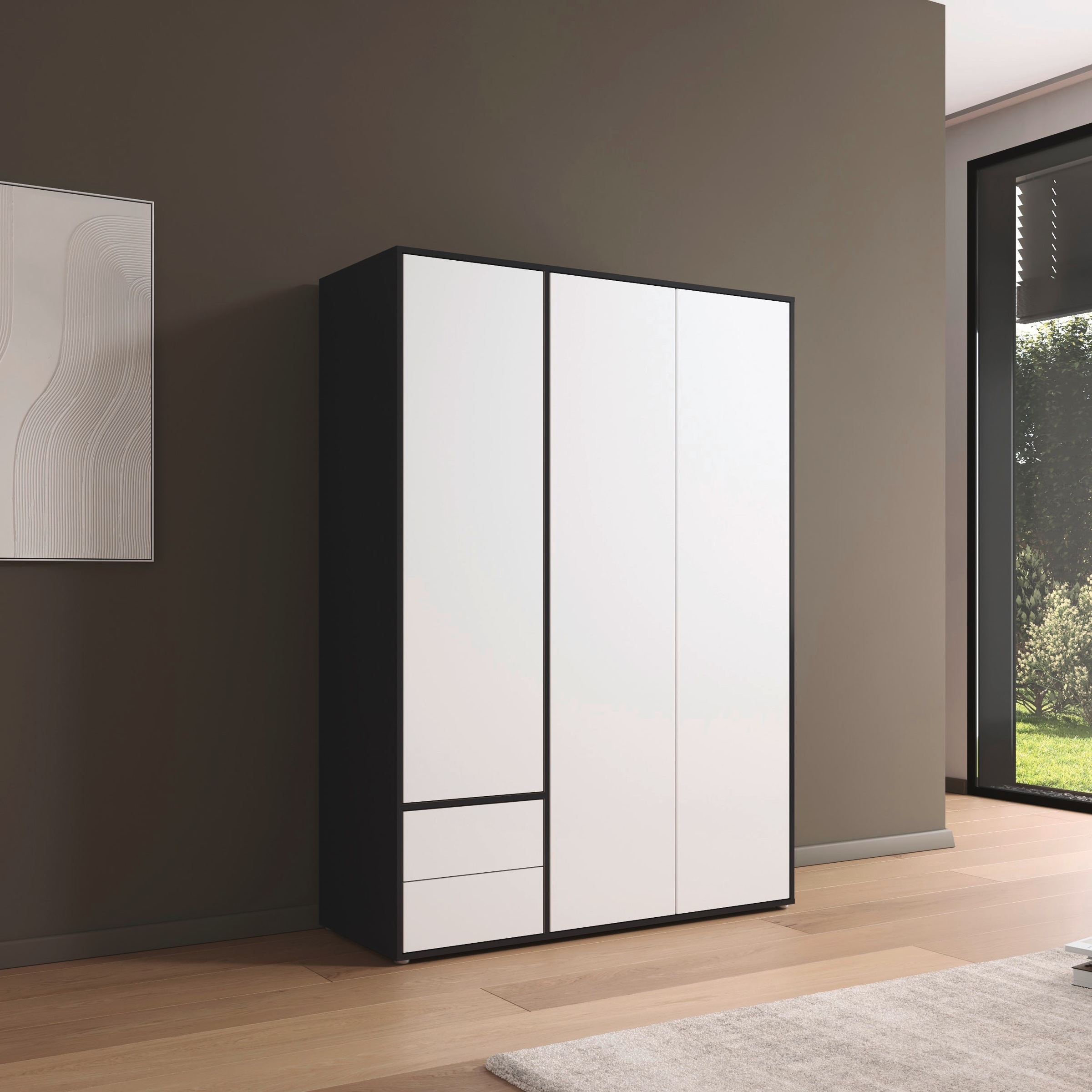 rauch Drehtürenschrank »Kleiderschrank Schrank Garderobe Wäscheschrank NABILA viel Stauraum«, (in 3 verschiedenen Ausstattungen BASIC/CLASSIC/PREMIUM), mit 2 Schubladen und Push-to-Open Funktion TOPSELLER MADE IN GERMANY