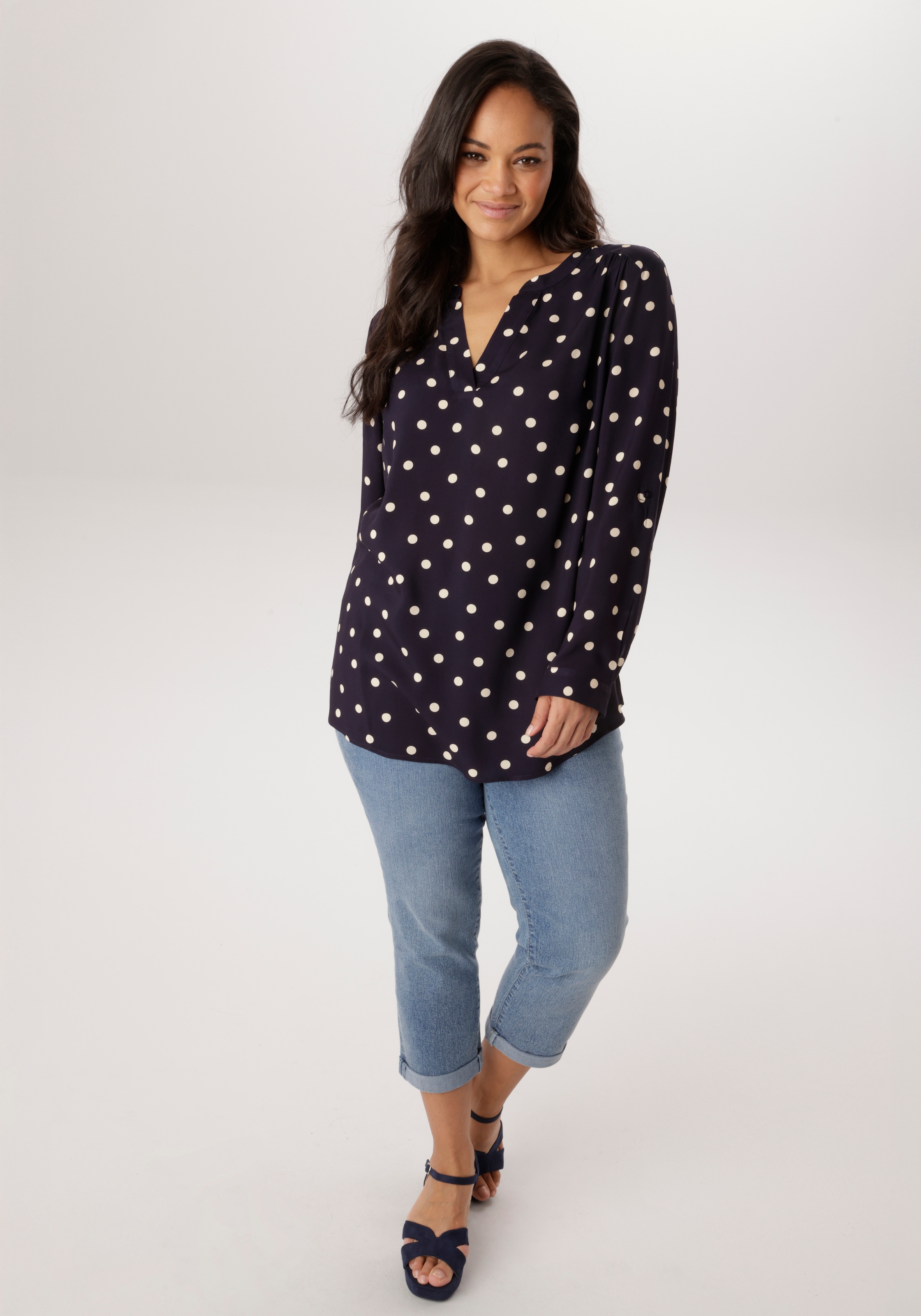 Aniston PLUS Schlupfbluse in trendigem Pünktchendessin - NEUE KOLLEKTION
