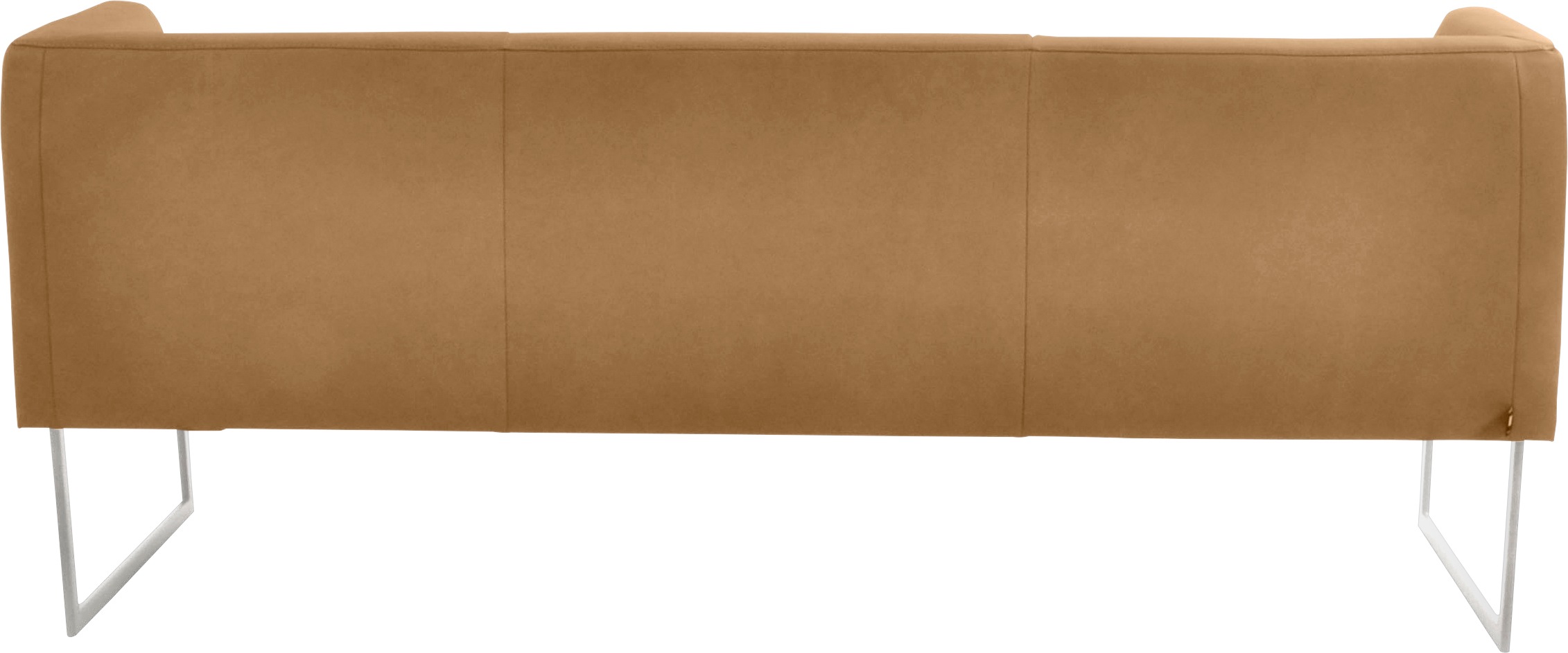 Polsterbank K+W KOMFORT & WOHNEN "Cube", gelb (curcuma 71), B:209cm H:82cm T:67cm, Sitzbänke, Polsterbank, Hammerkissenoptik, 2 Breiten, Hochkantkufe in Edelstahloptik 3