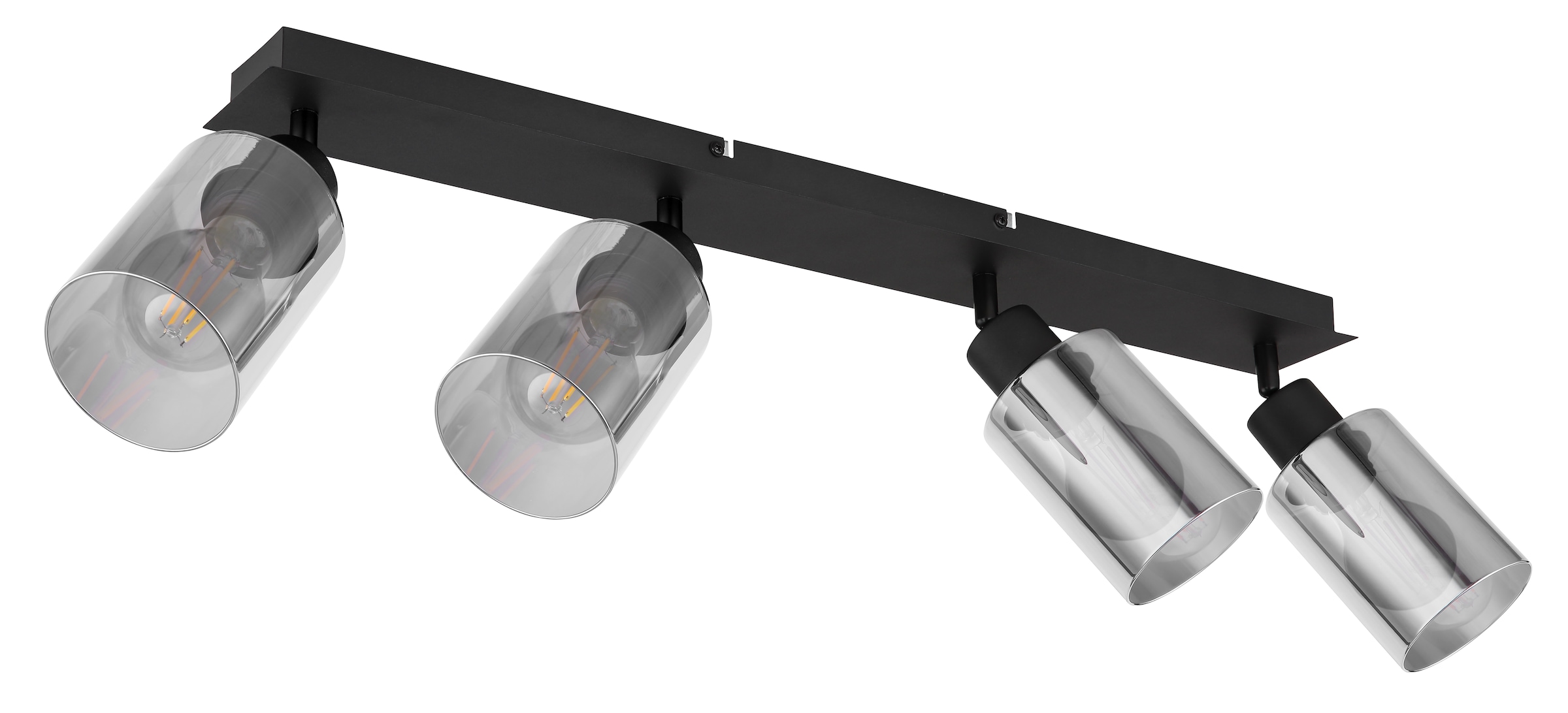 GLOBO LIGHTING Deckenstrahler »HADERA«, Leuchtmittel E27 | ohne Leuchtmittel, Strahler/Glas rauchfarben/Wohnzimmer/Flur/LxBxH: 670x90x215mm