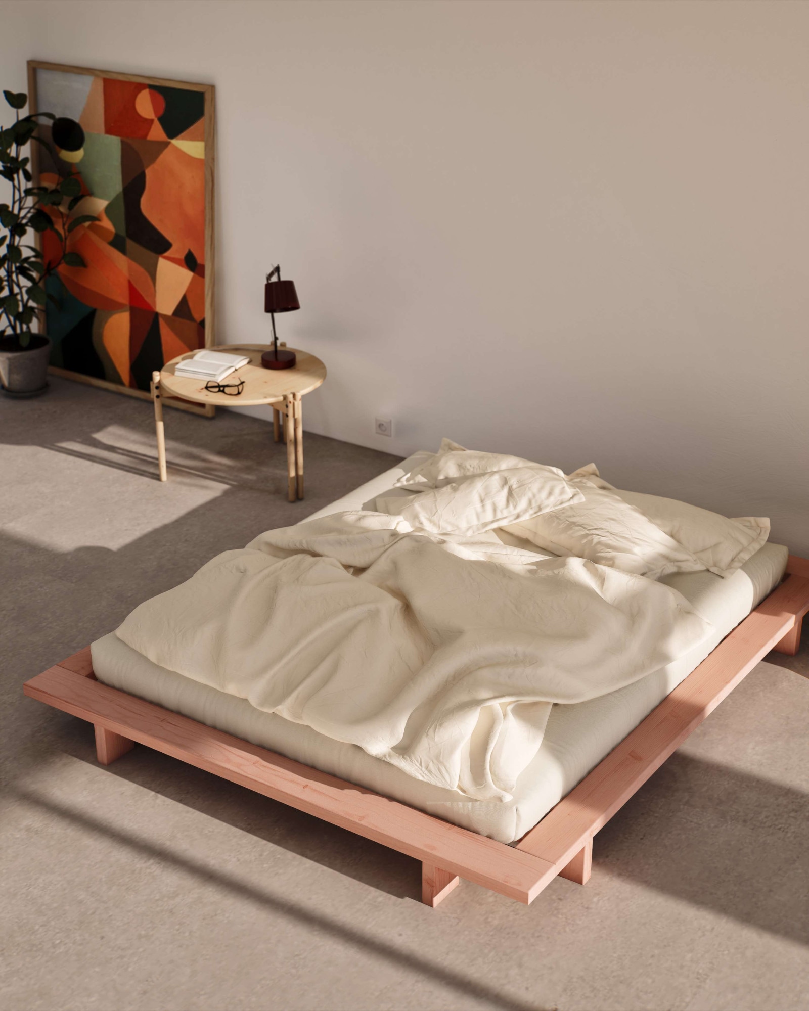 Karup Design Bettgestell »JAPAN BED Bodenbett, Holzrahmen, Futonbett, Jugendbett, Holzbett«, Massivholzbett mit Lattenrost, Kiefer massiv, Bett ohne Kopfteil
