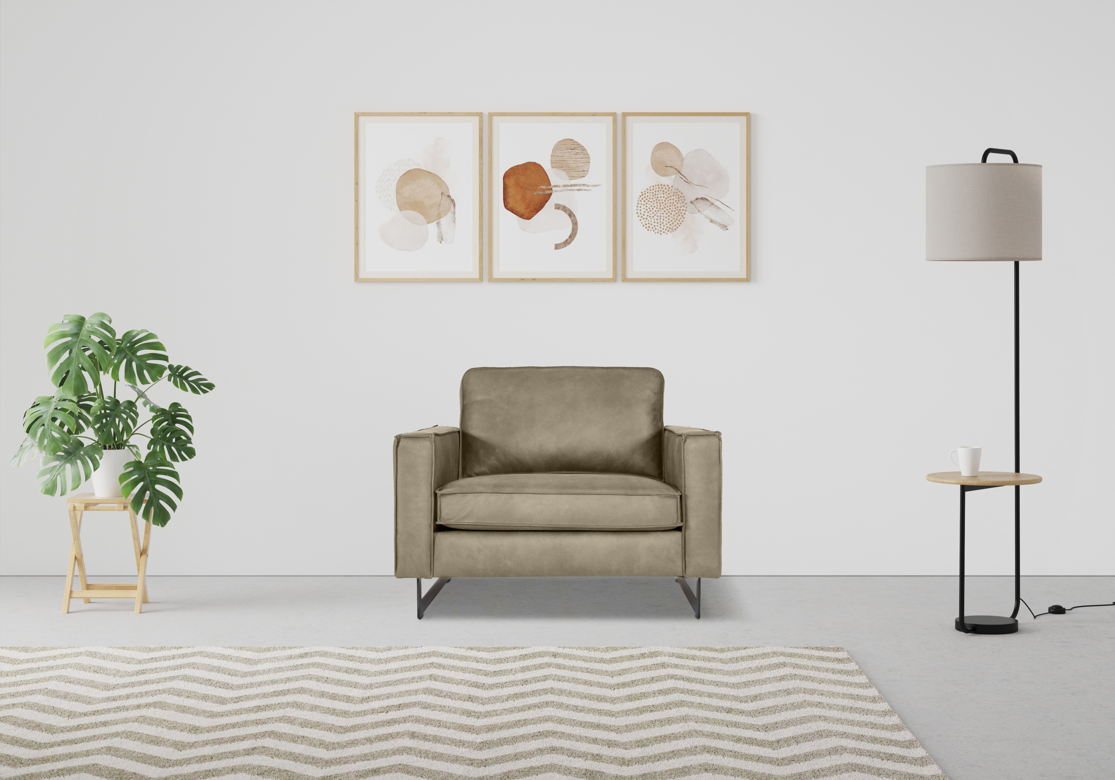 OTTO home Loveseat "Pinto 105 cm, Cord, Chenille, Lederoptik" mit Keder, Metallfüßen und auch in Cord Bezug erhältlich