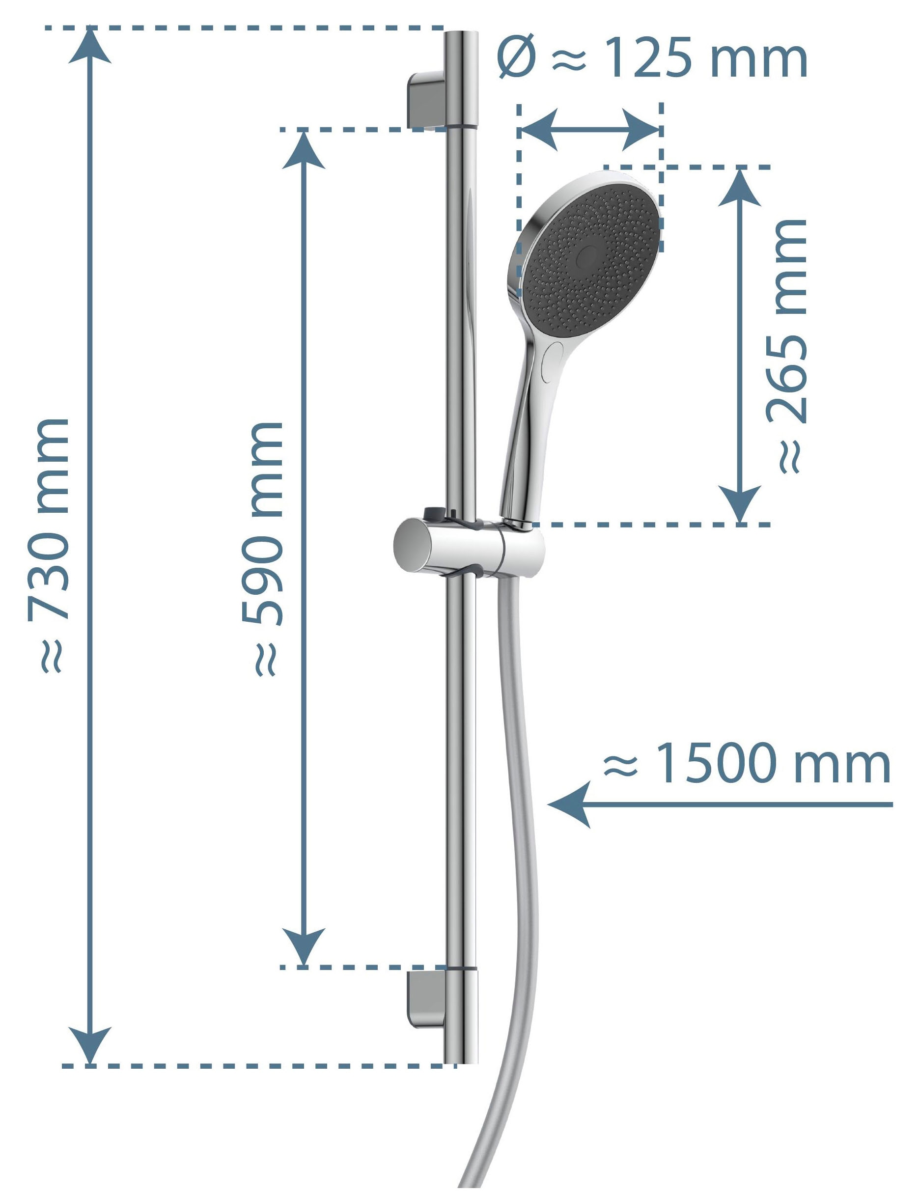 Schütte Stangenbrause-Set »CAPRI«, Duschbrause, 3-fach verstellbar, Antikalk, wassersparend