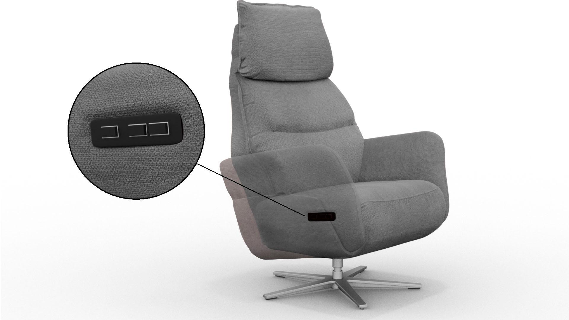 Thumbnail - alina Relaxsessel "Thimo" in Größe L, Liegefläche 185cm, verstellbar, optional mit Aufstehhilfe