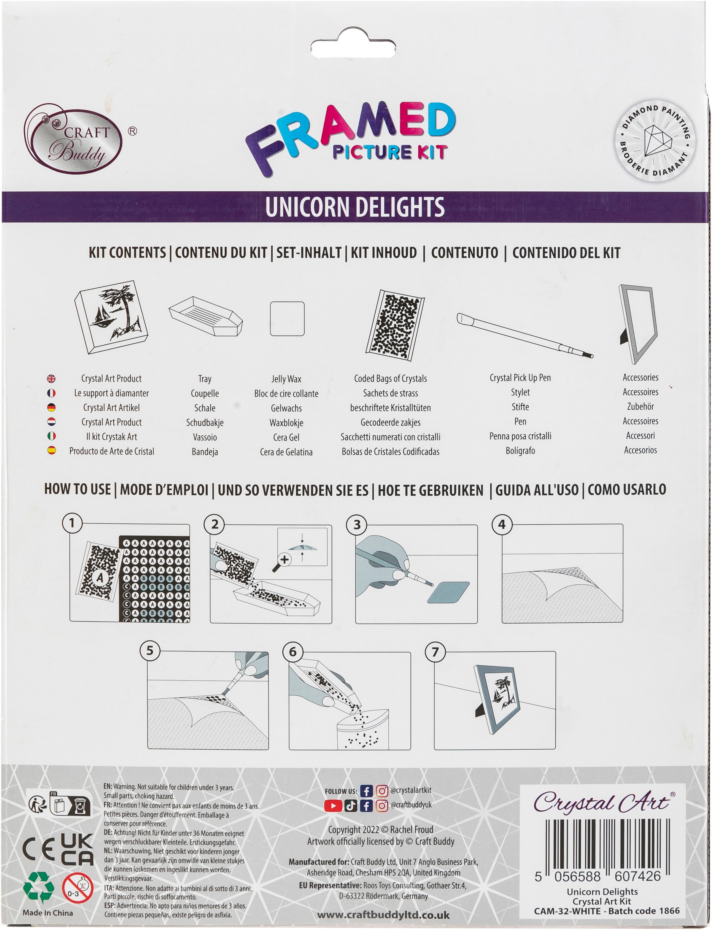 CRAFT Buddy Kreativset »Crystal Art, Einhorn« mit Rahmen