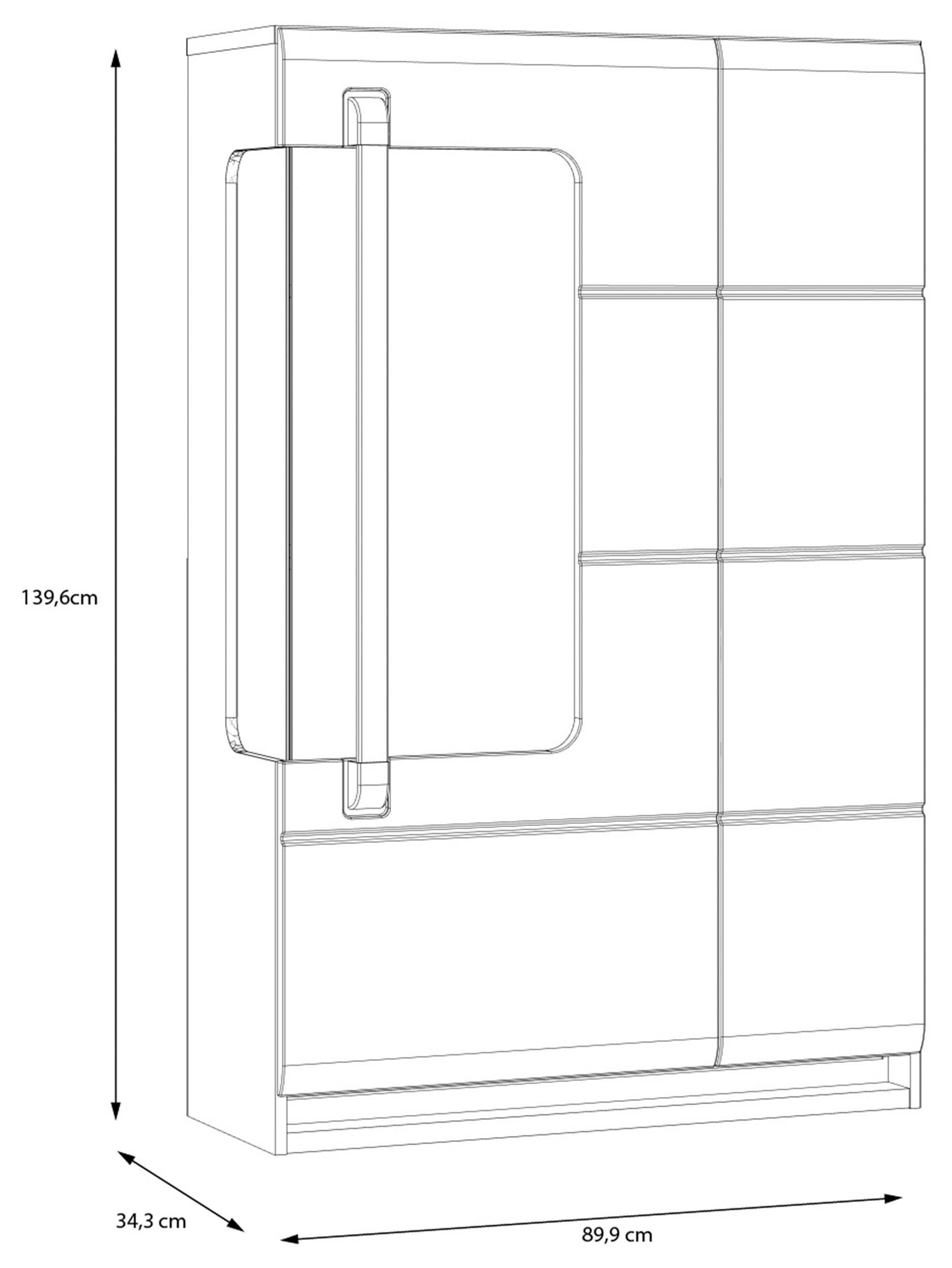 FORTE Highboard »Attention«, (Hochschrank, Hochkommode), Highboard, Beleuchtung, Soft Close, Glastüre, Stauraum, Höhe 139,6cm