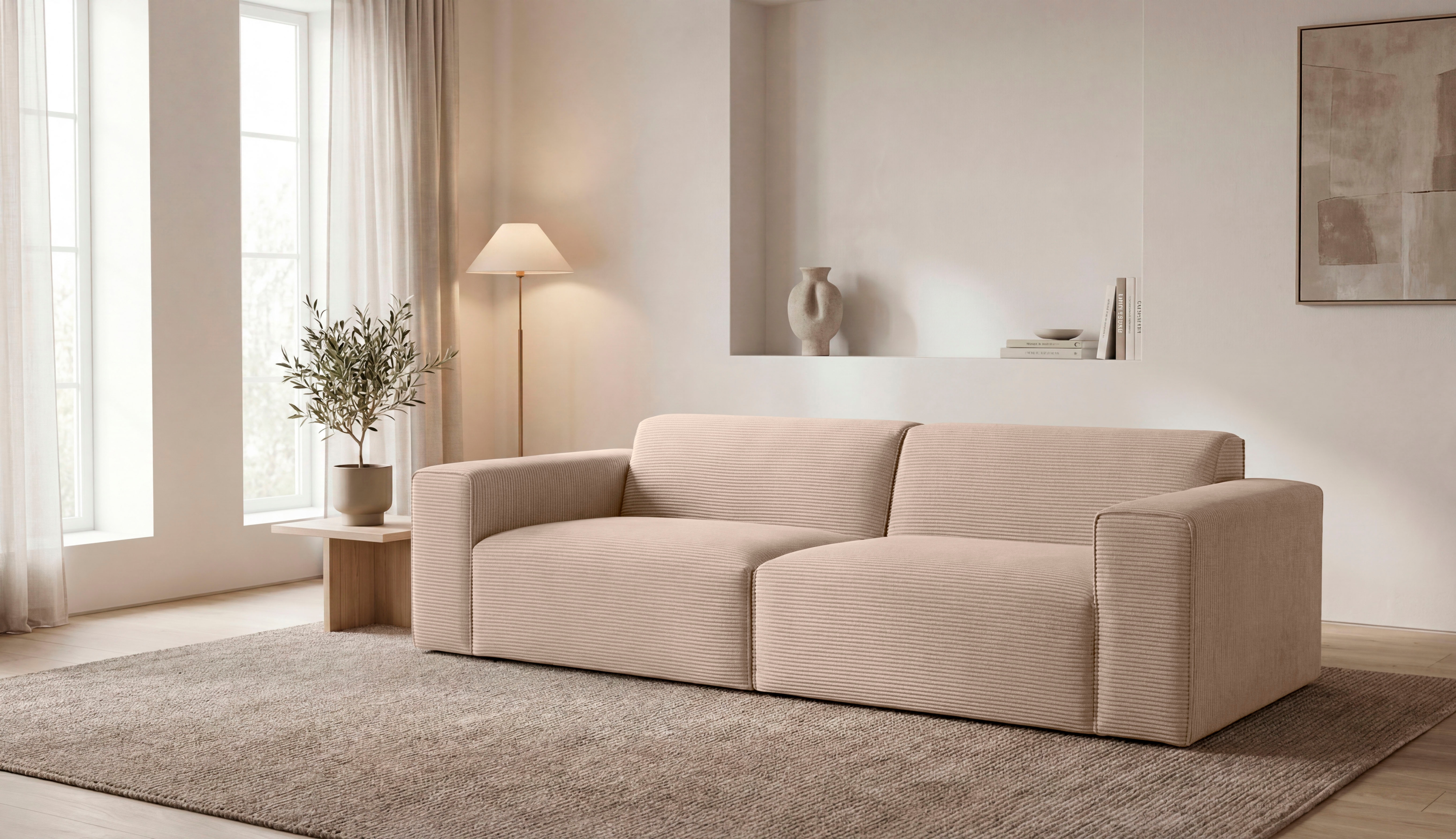 OTTO home 3-Sitzer "Clayton Breite 248 cm" in einem trendigen Cord-Bezug, verschiedene Kombinationen verfügbar