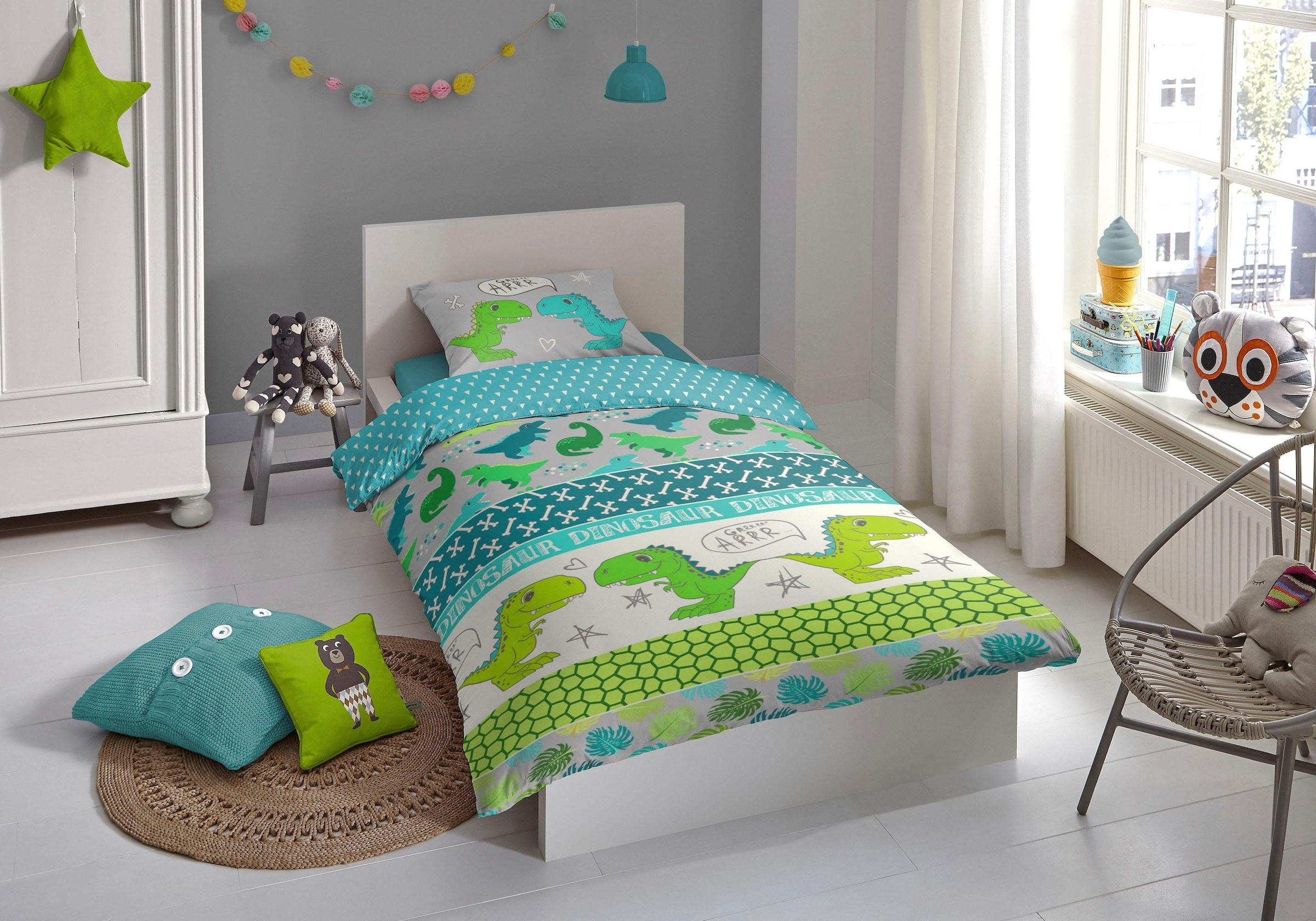 good morning Kinderbettwäsche "Dinosaur" 2 Stk. Baumwolle, 135x200, Reißver günstig online kaufen