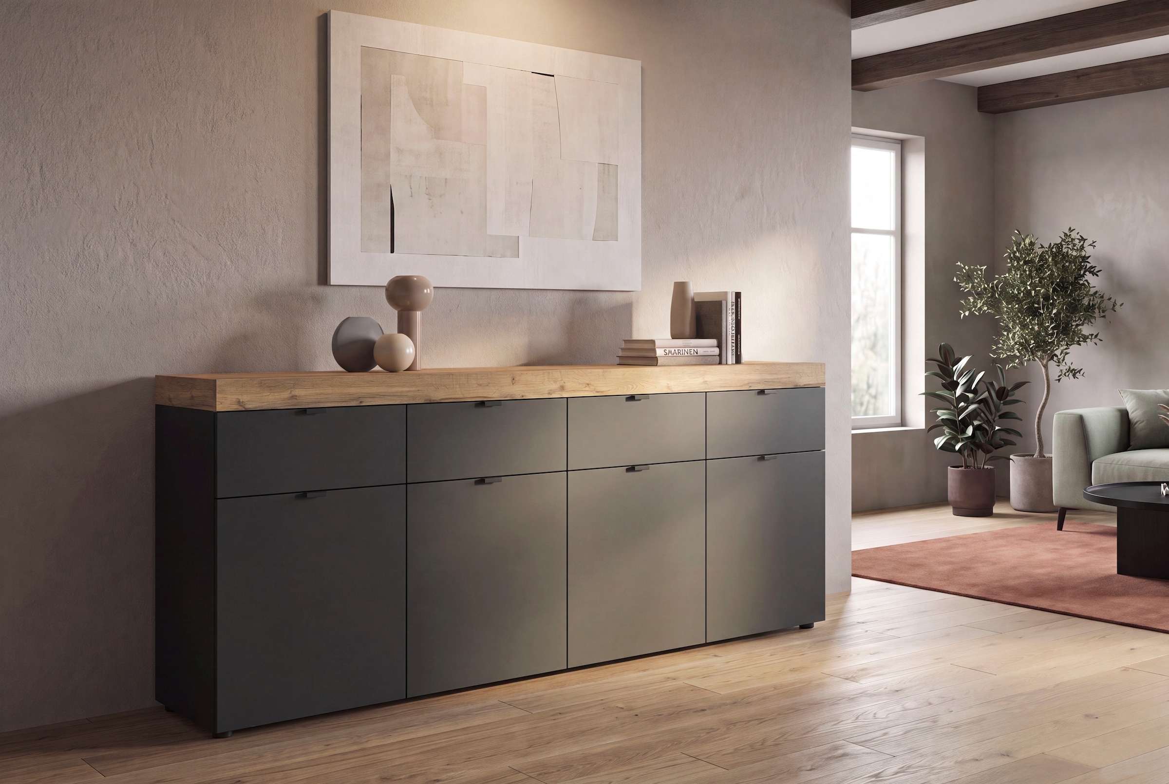 OTTO home Sideboard »MAMBO II, Breite 200cm, 4 Türen, 4 Schubkästen, 8 Fächer« 1 Stk. tlg. Kommode, Anrichte, Wohnzimmer, Schlafzimmer